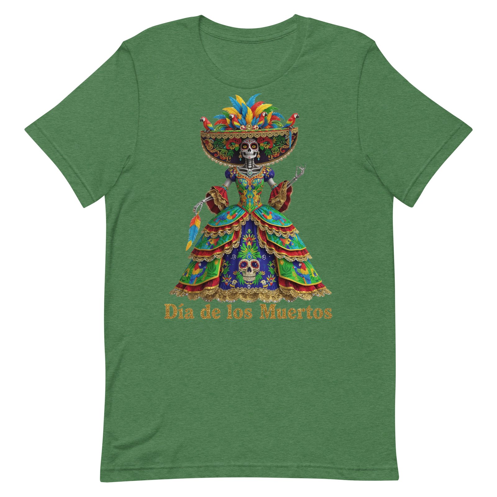 Dia de los Muertos Peacock theme Unisex t-shirt - Image 97