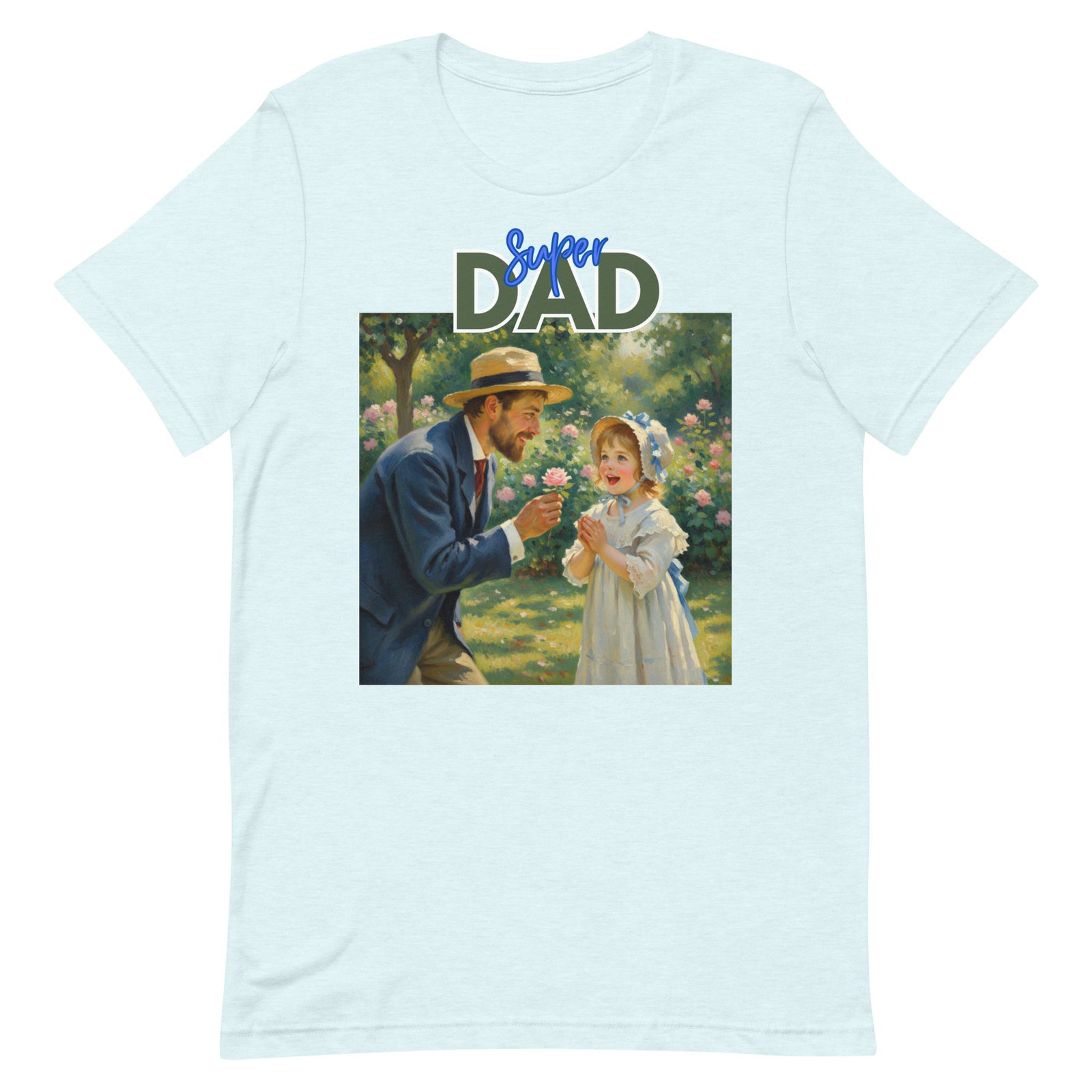 Super Dad- Picture of Father giving daughter a rose-Unisex t-shirt - Image 77