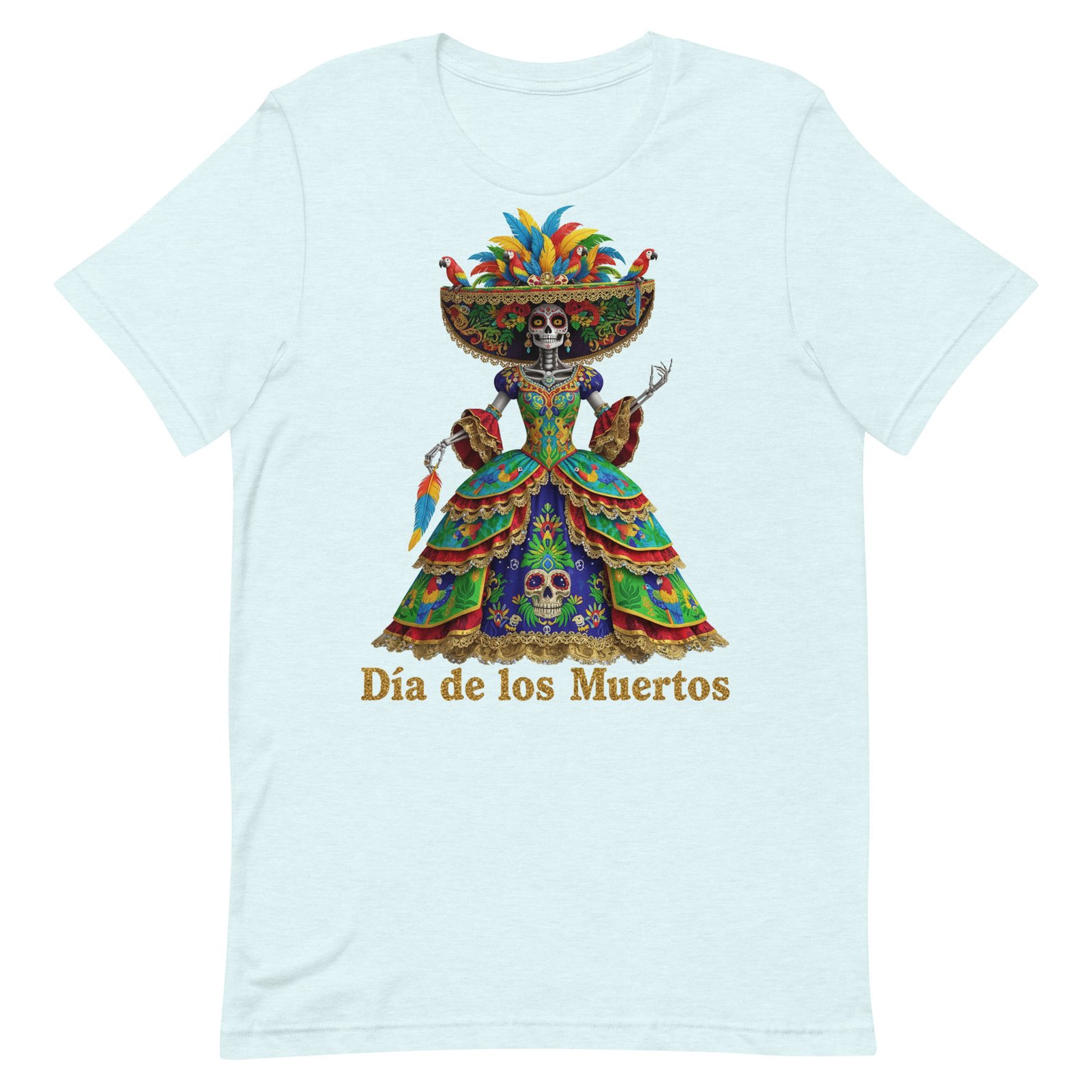 Dia de los Muertos Peacock theme Unisex t-shirt - Image 77