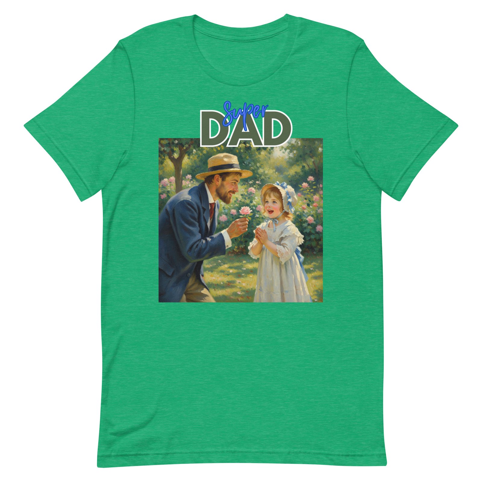 Super Dad- Picture of Father giving daughter a rose-Unisex t-shirt - Image 25