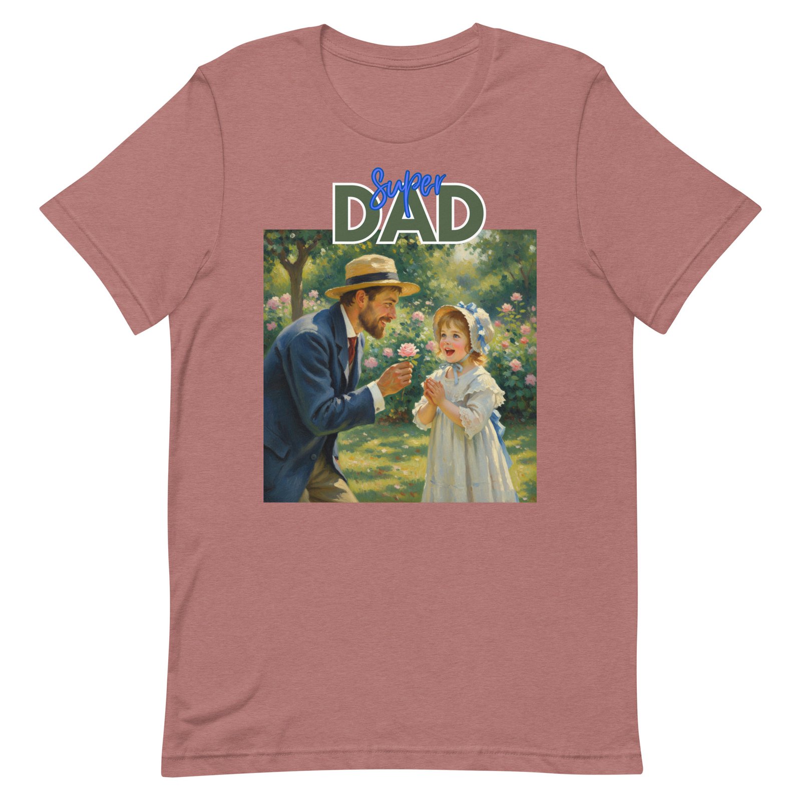 Super Dad- Picture of Father giving daughter a rose-Unisex t-shirt - Image 26