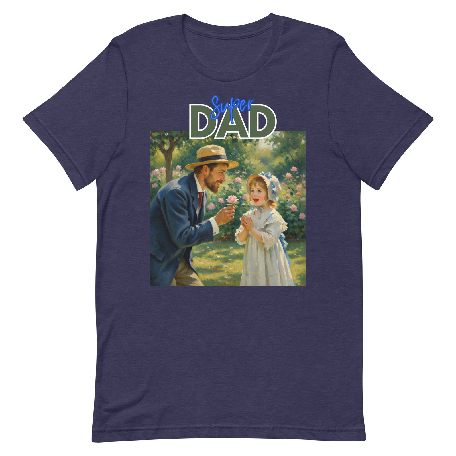 Super Dad- Picture of Father giving daughter a rose-Unisex t-shirt - Image 27