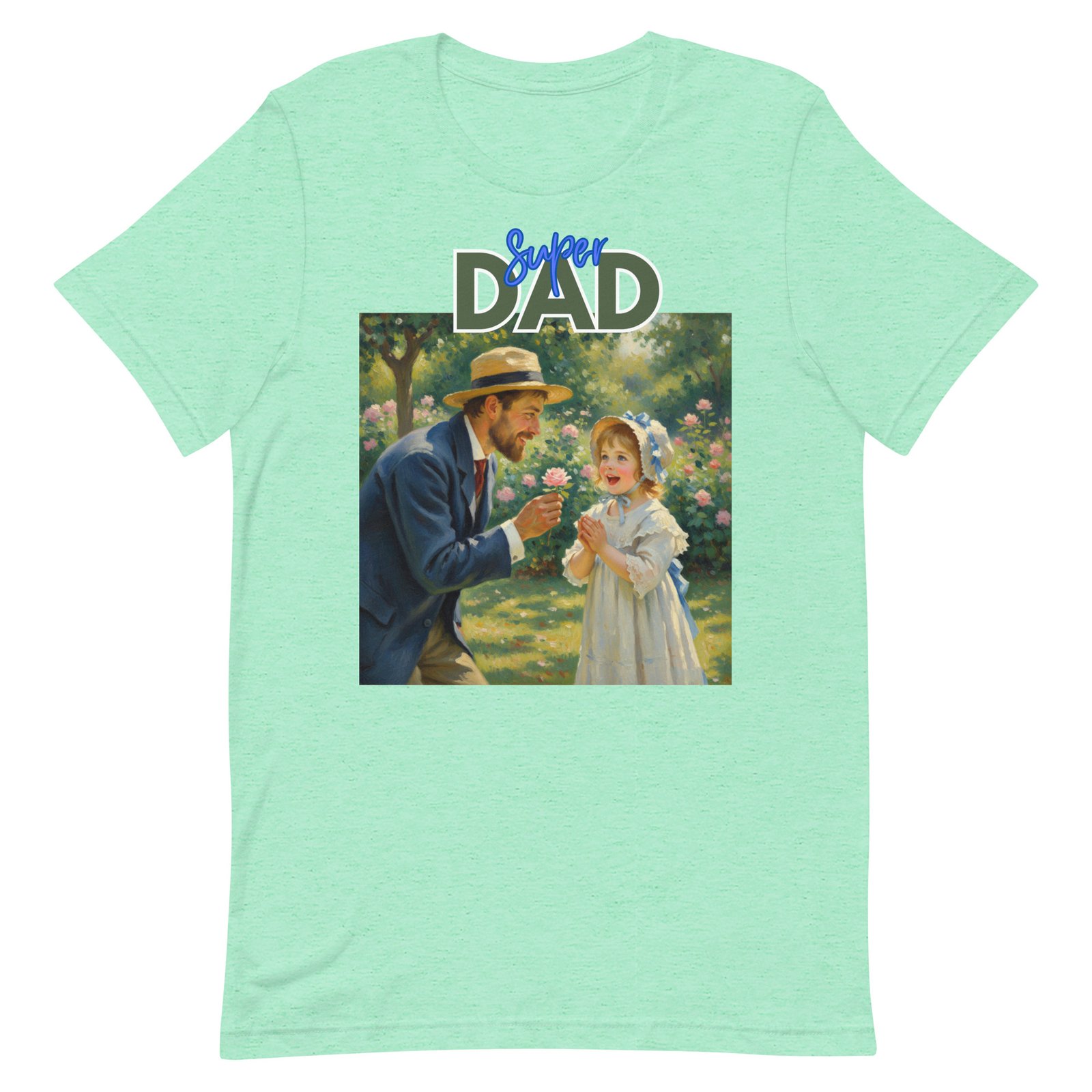 Super Dad- Picture of Father giving daughter a rose-Unisex t-shirt - Image 28