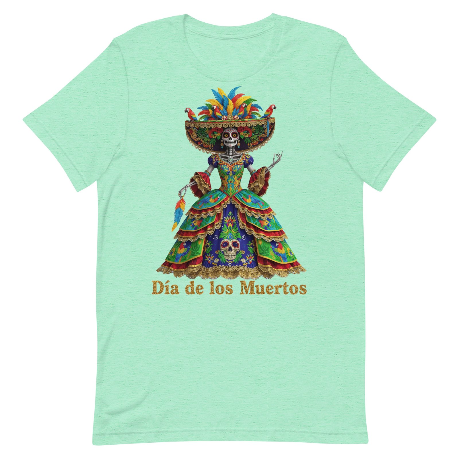 Dia de los Muertos Peacock theme Unisex t-shirt - Image 28