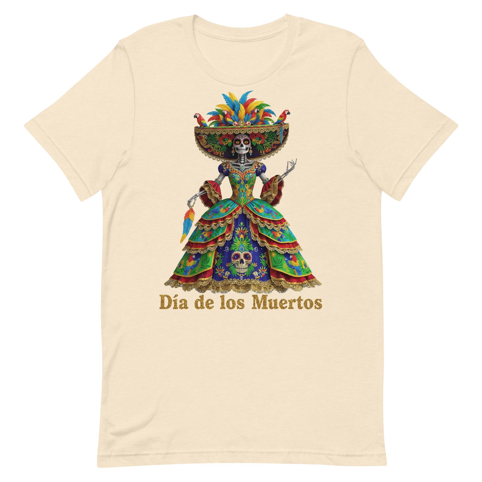Dia de los Muertos Peacock theme Unisex t-shirt - Image 93