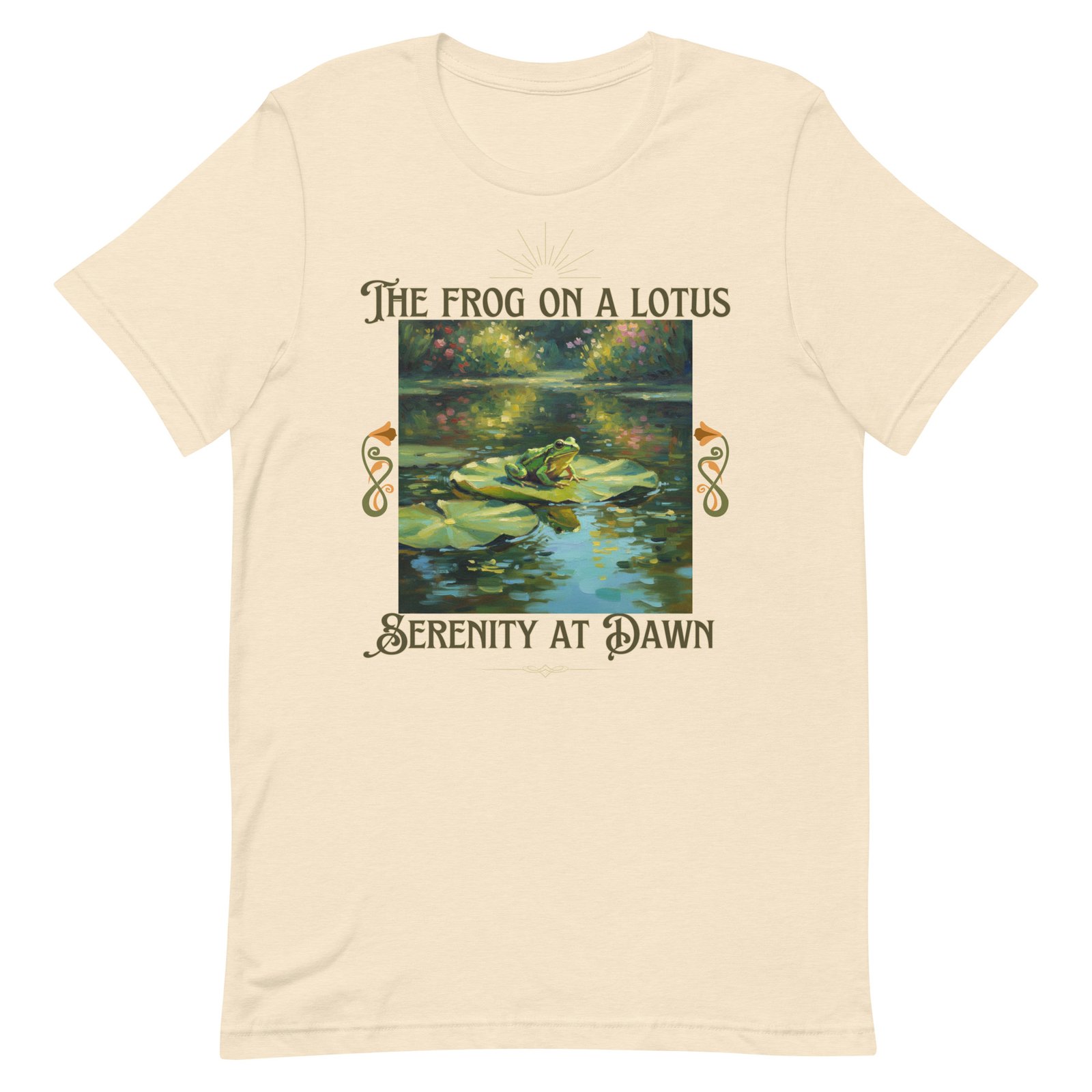 The Frog on a Lotus-Serenity at Dawn-Unisex t-shirt - Image 93