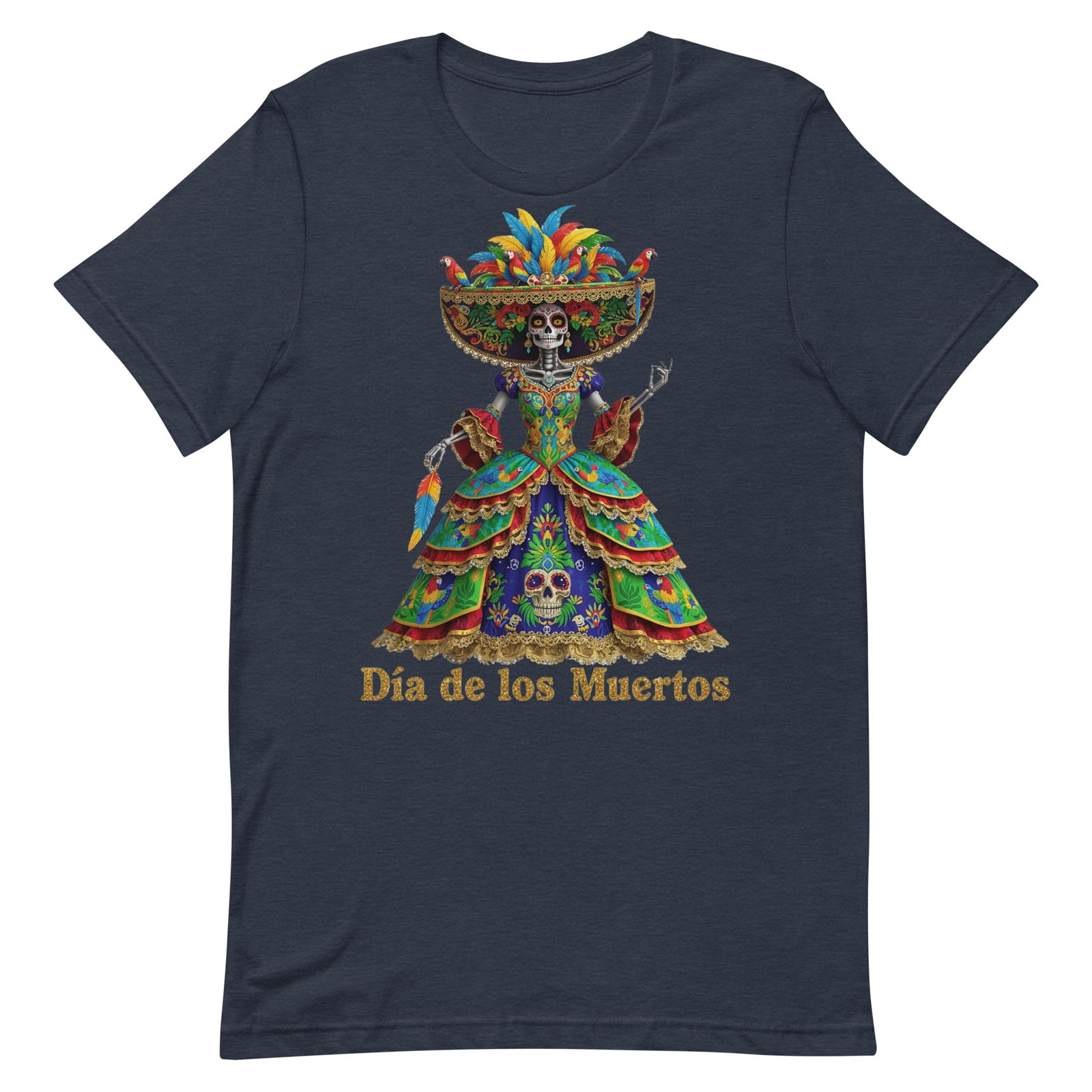 Dia de los Muertos Peacock theme Unisex t-shirt - Image 29