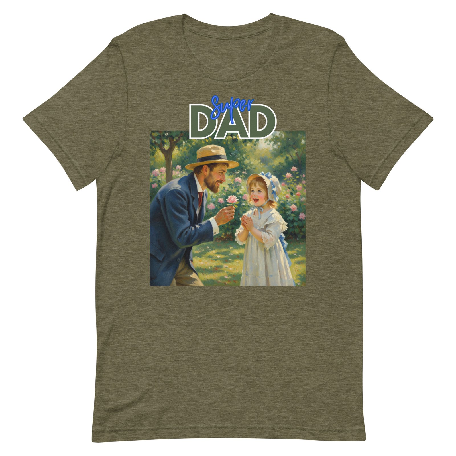 Super Dad- Picture of Father giving daughter a rose-Unisex t-shirt - Image 76