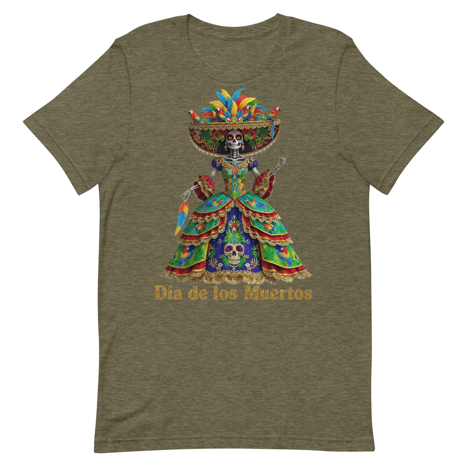 Dia de los Muertos Peacock theme Unisex t-shirt - Image 76