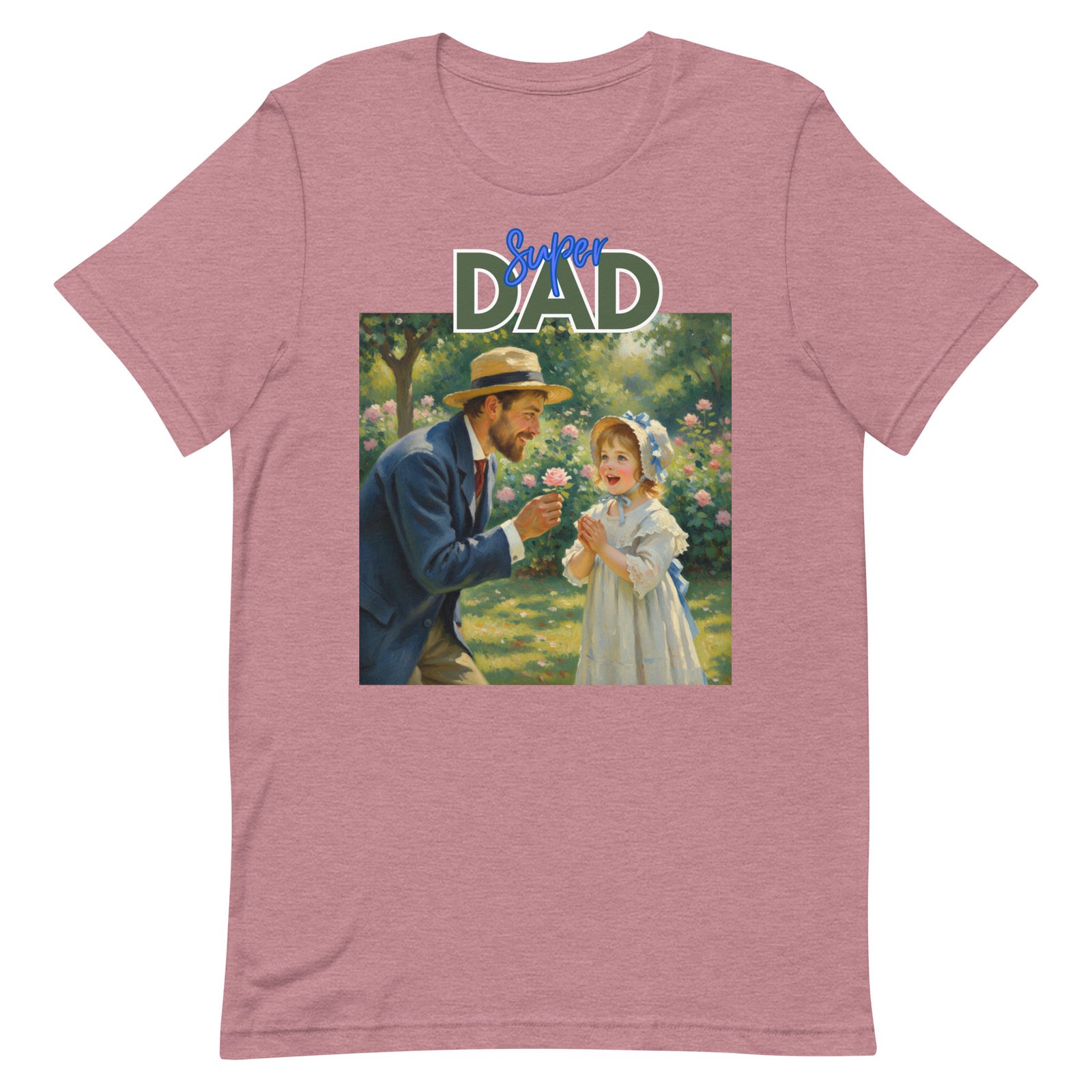 Super Dad- Picture of Father giving daughter a rose-Unisex t-shirt - Image 31