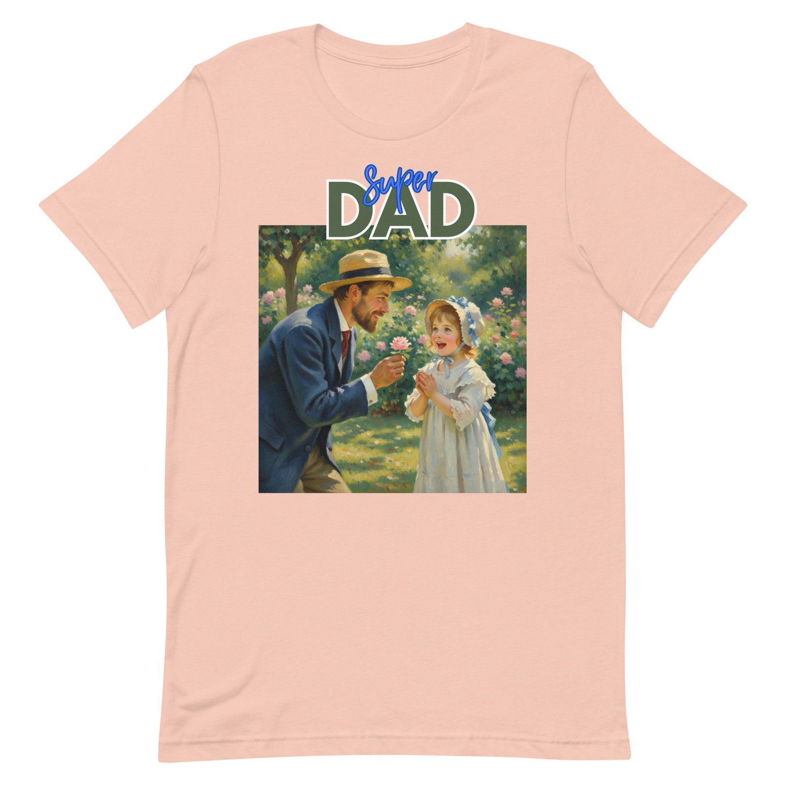 Super Dad- Picture of Father giving daughter a rose-Unisex t-shirt - Image 32