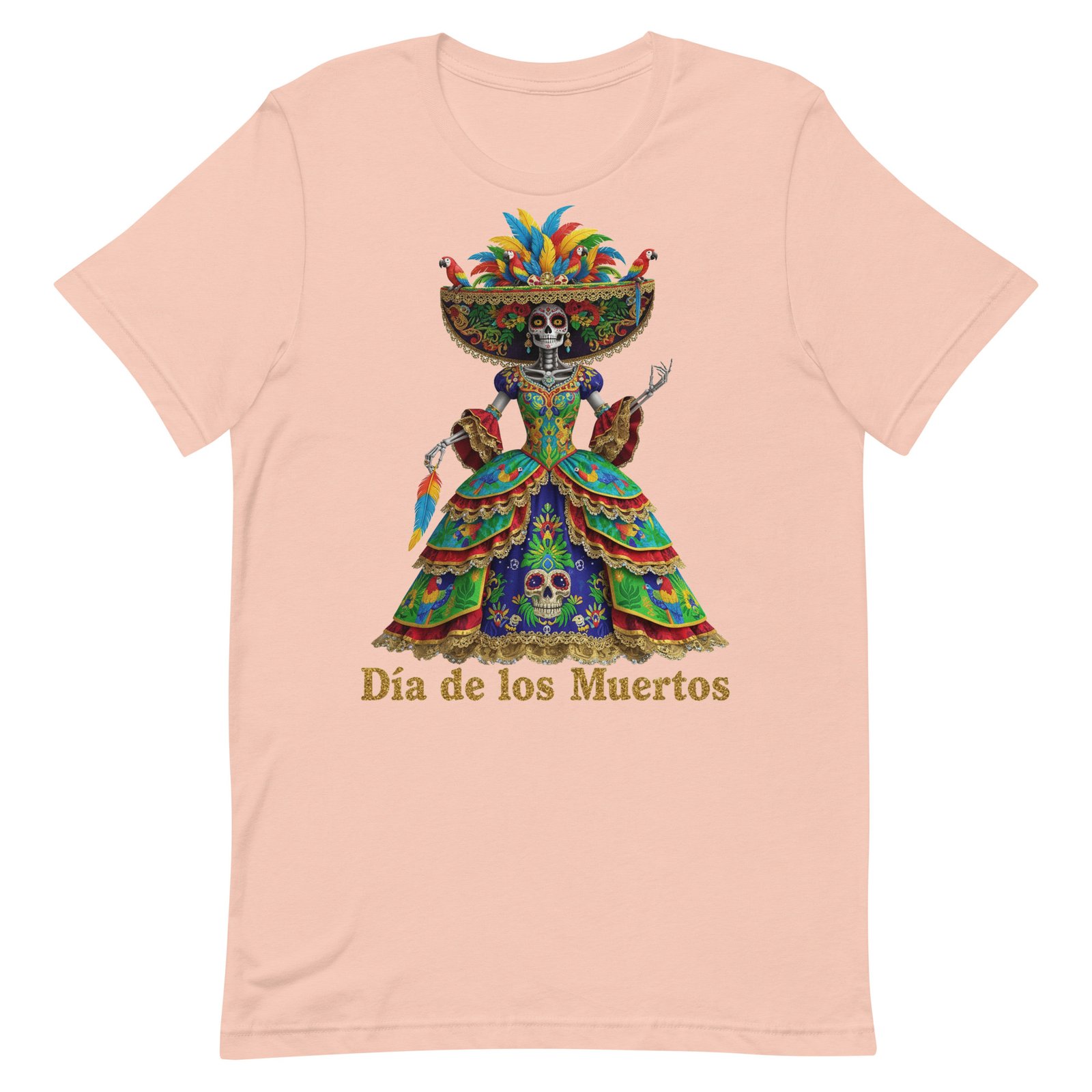 Dia de los Muertos Peacock theme Unisex t-shirt - Image 32