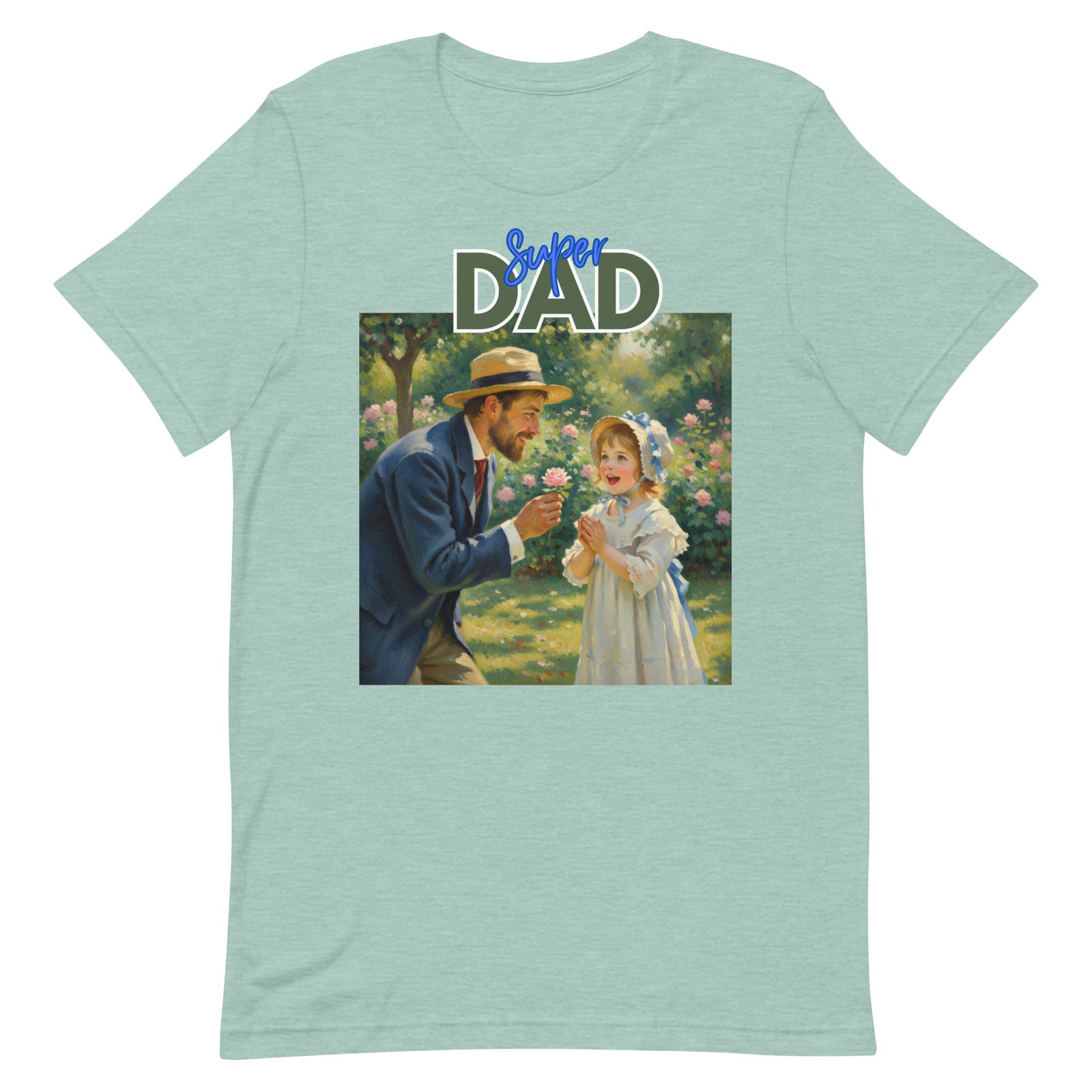Super Dad- Picture of Father giving daughter a rose-Unisex t-shirt - Image 33