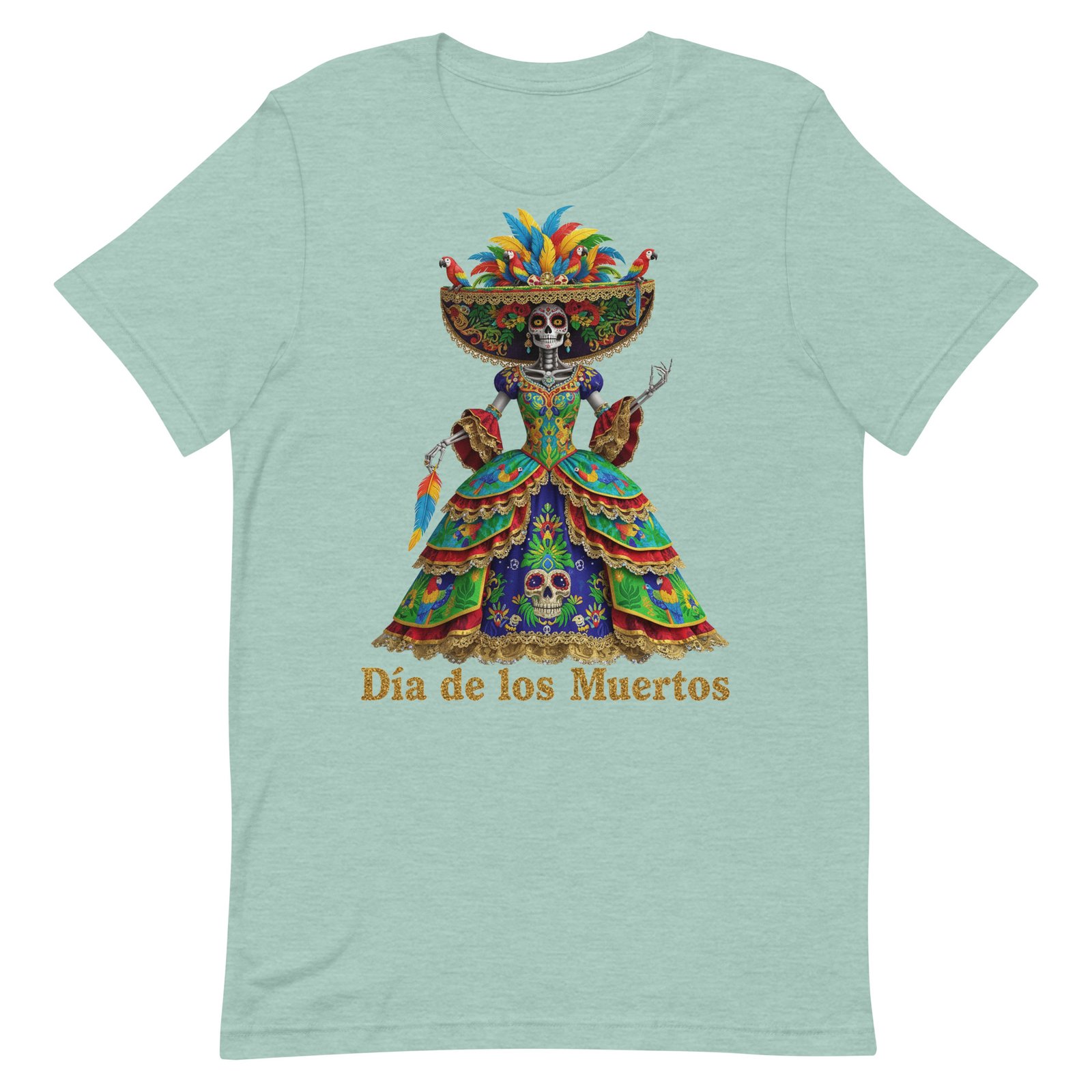 Dia de los Muertos Peacock theme Unisex t-shirt - Image 33