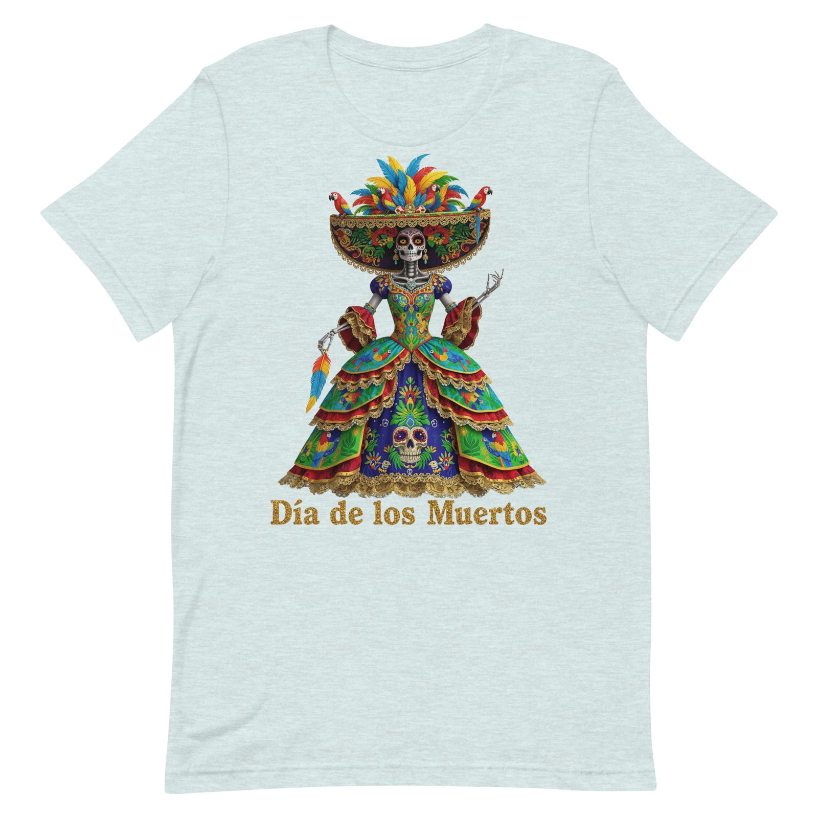 Dia de los Muertos Peacock theme Unisex t-shirt - Image 34