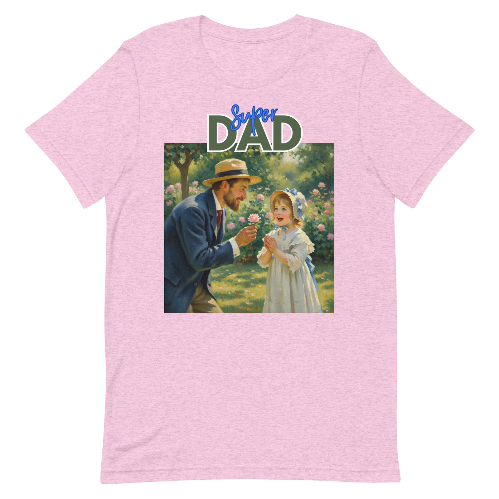 Super Dad- Picture of Father giving daughter a rose-Unisex t-shirt - Image 35