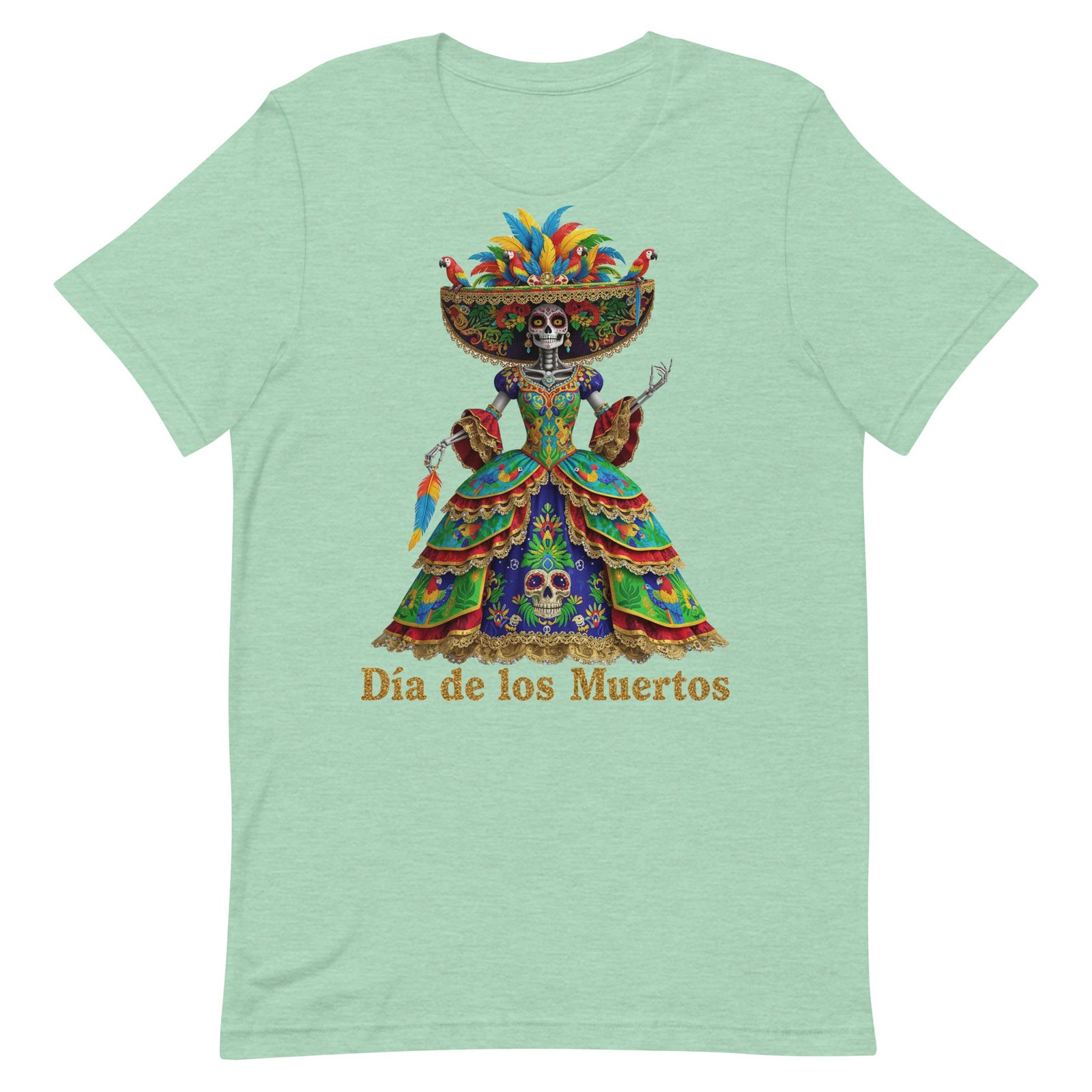 Dia de los Muertos Peacock theme Unisex t-shirt - Image 36