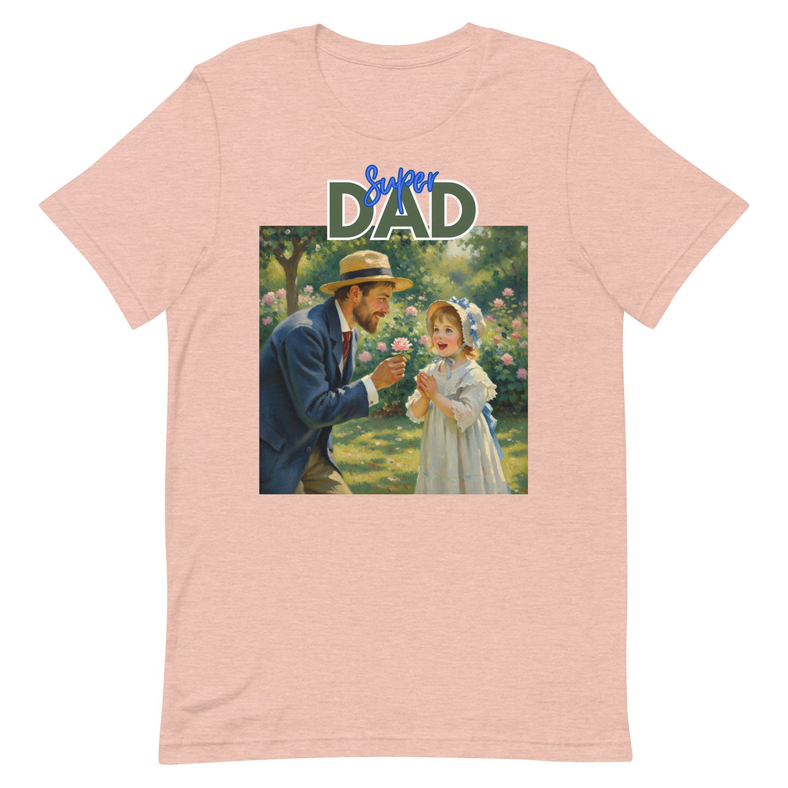 Super Dad- Picture of Father giving daughter a rose-Unisex t-shirt - Image 37
