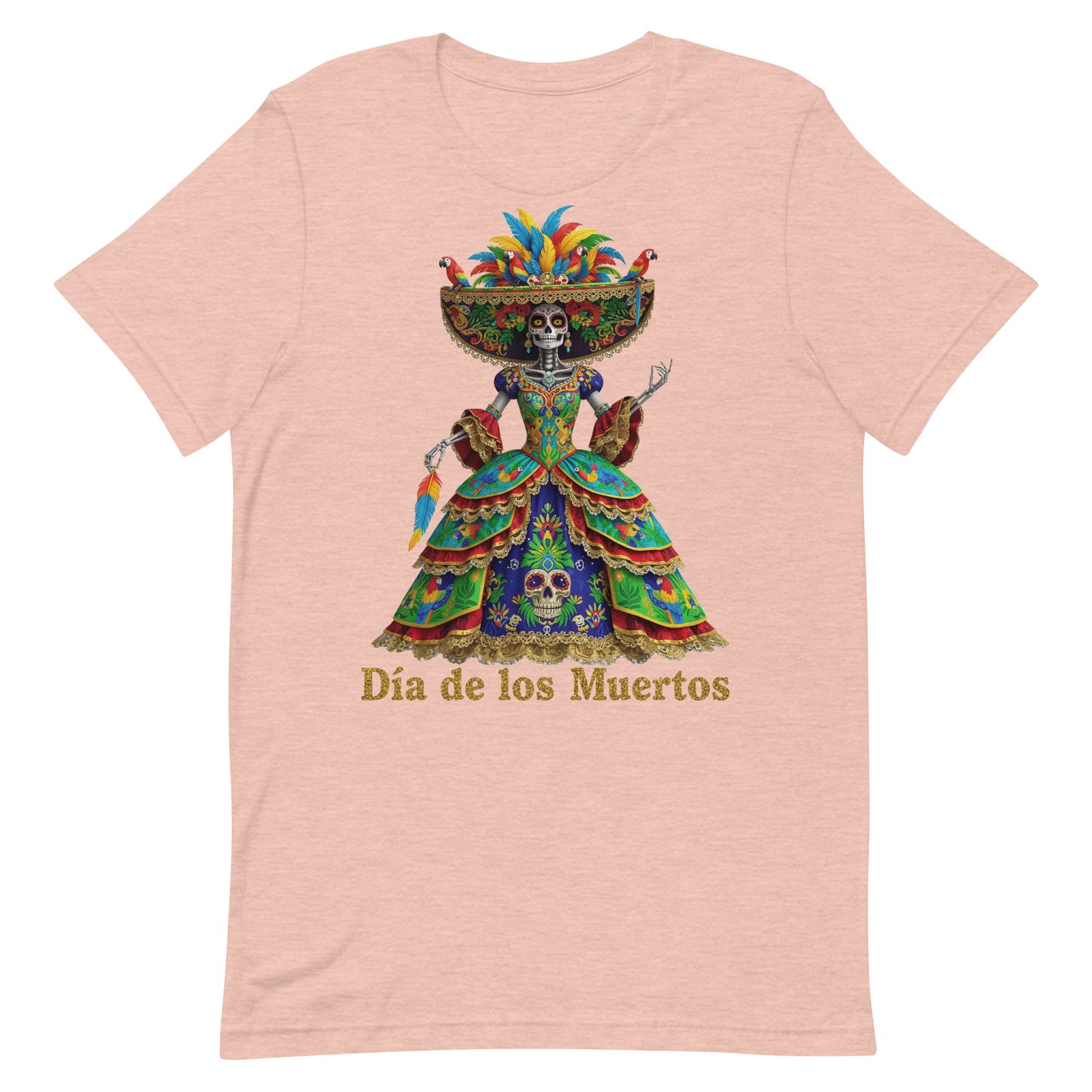 Dia de los Muertos Peacock theme Unisex t-shirt - Image 37
