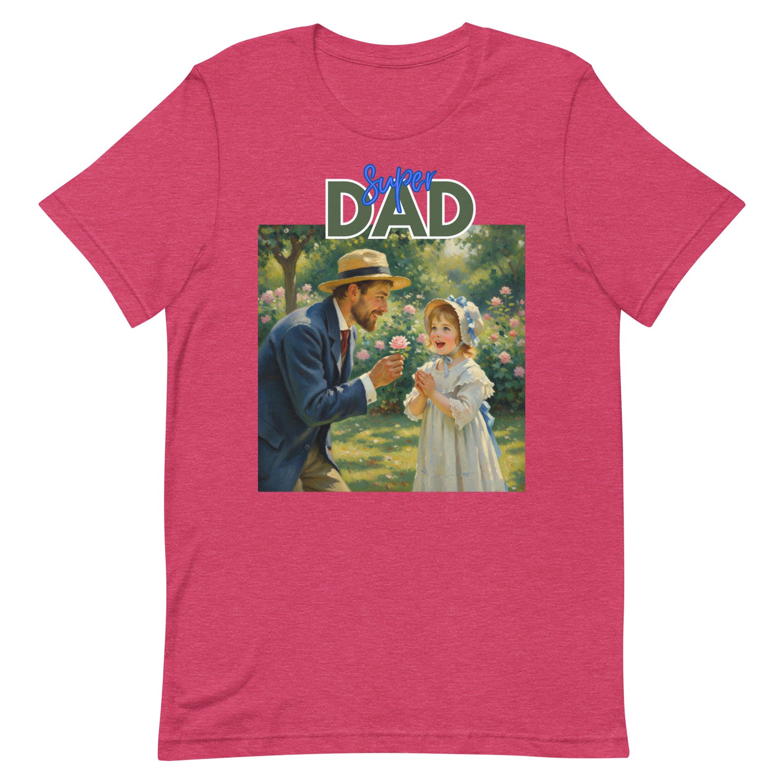 Super Dad- Picture of Father giving daughter a rose-Unisex t-shirt - Image 38
