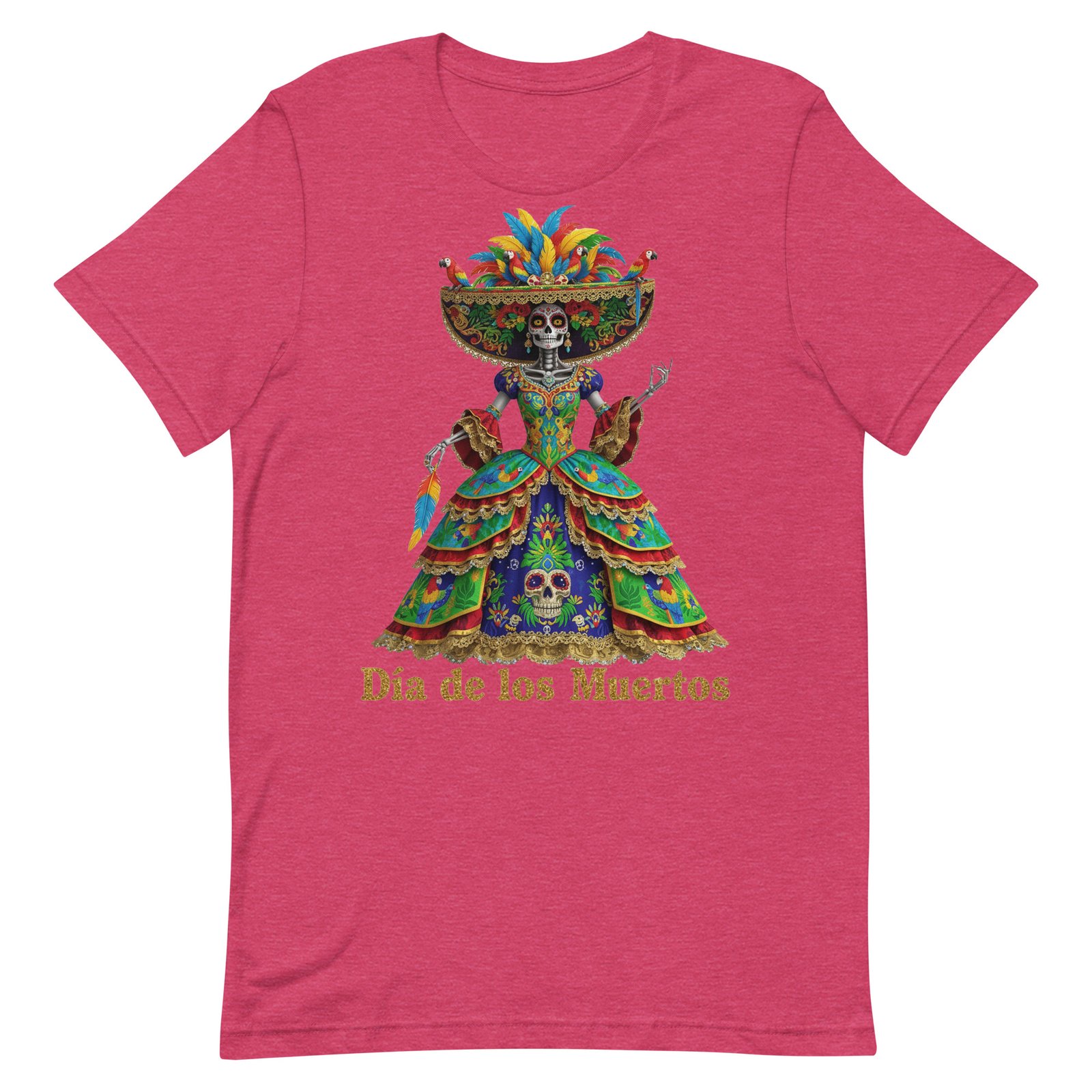 Dia de los Muertos Peacock theme Unisex t-shirt - Image 38