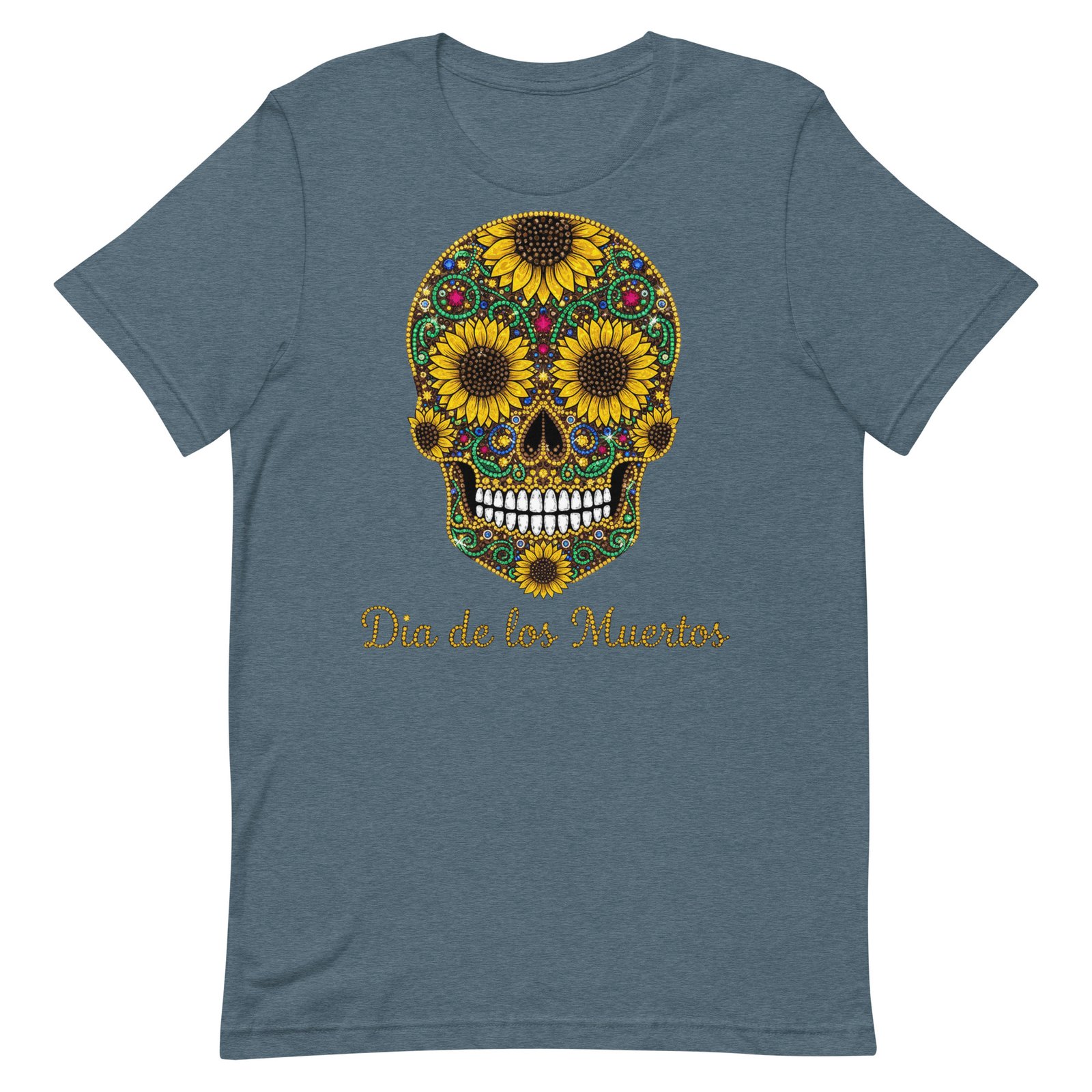 Dia de los Muertos Sunflower Skull Unisex t-shirt - Image 40