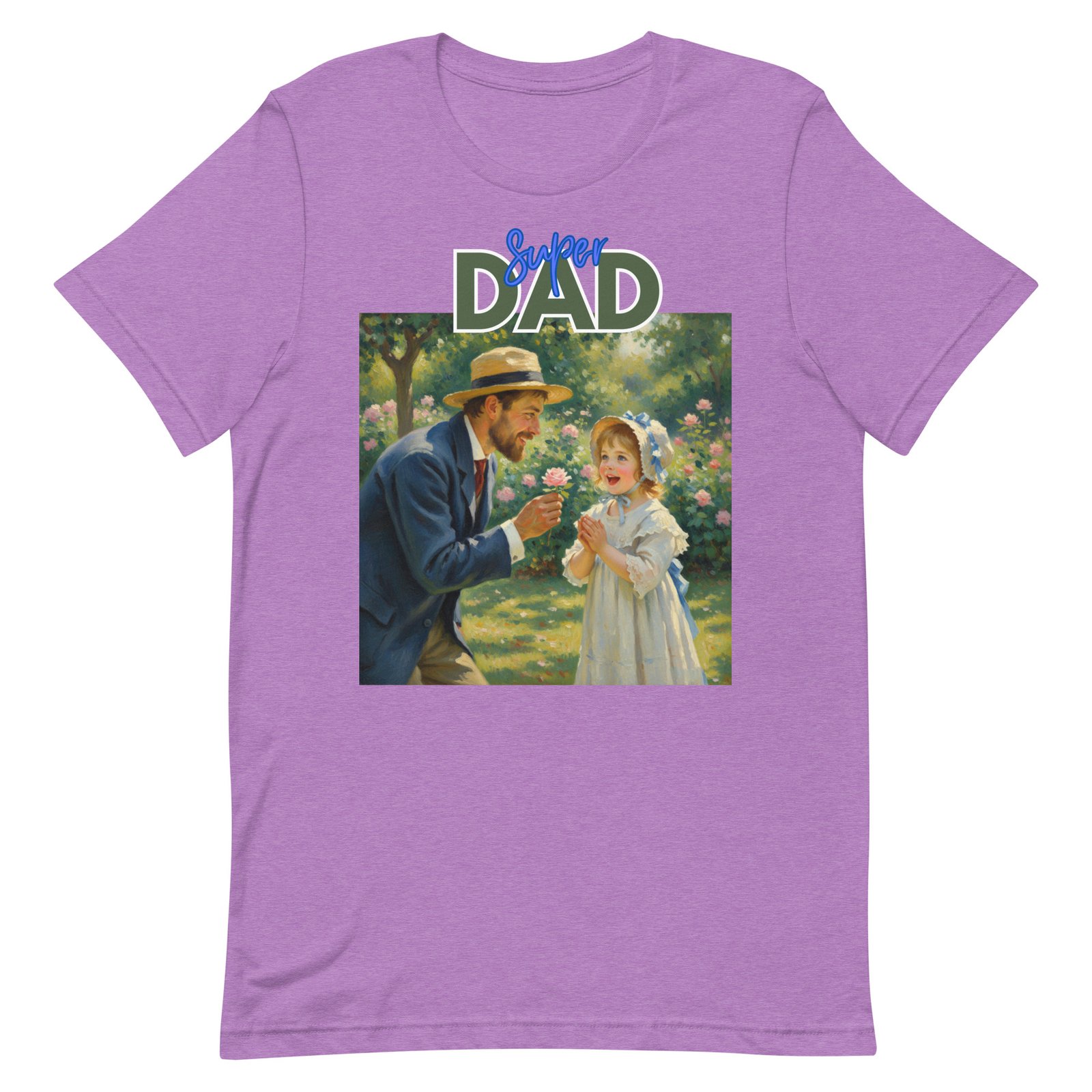 Super Dad- Picture of Father giving daughter a rose-Unisex t-shirt - Image 83
