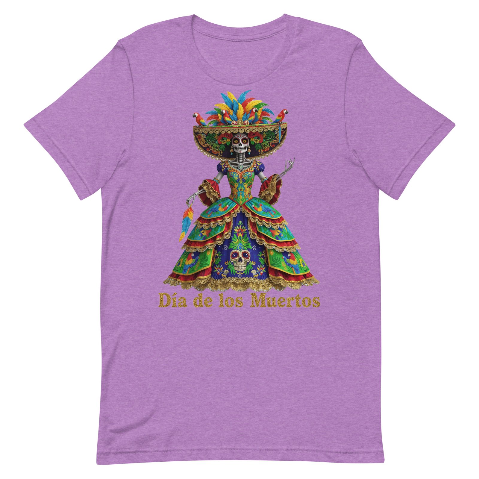 Dia de los Muertos Peacock theme Unisex t-shirt - Image 83