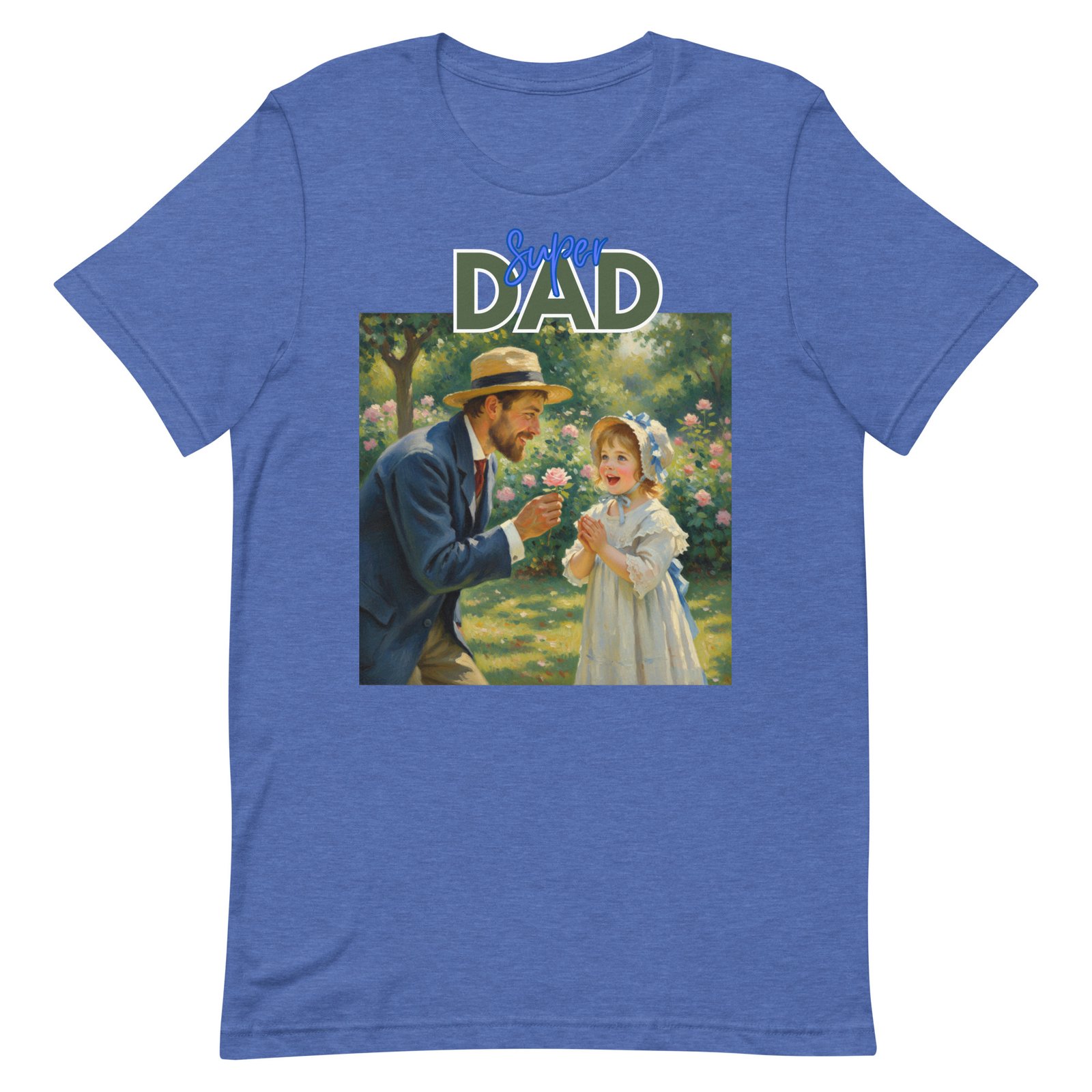 Super Dad- Picture of Father giving daughter a rose-Unisex t-shirt - Image 42