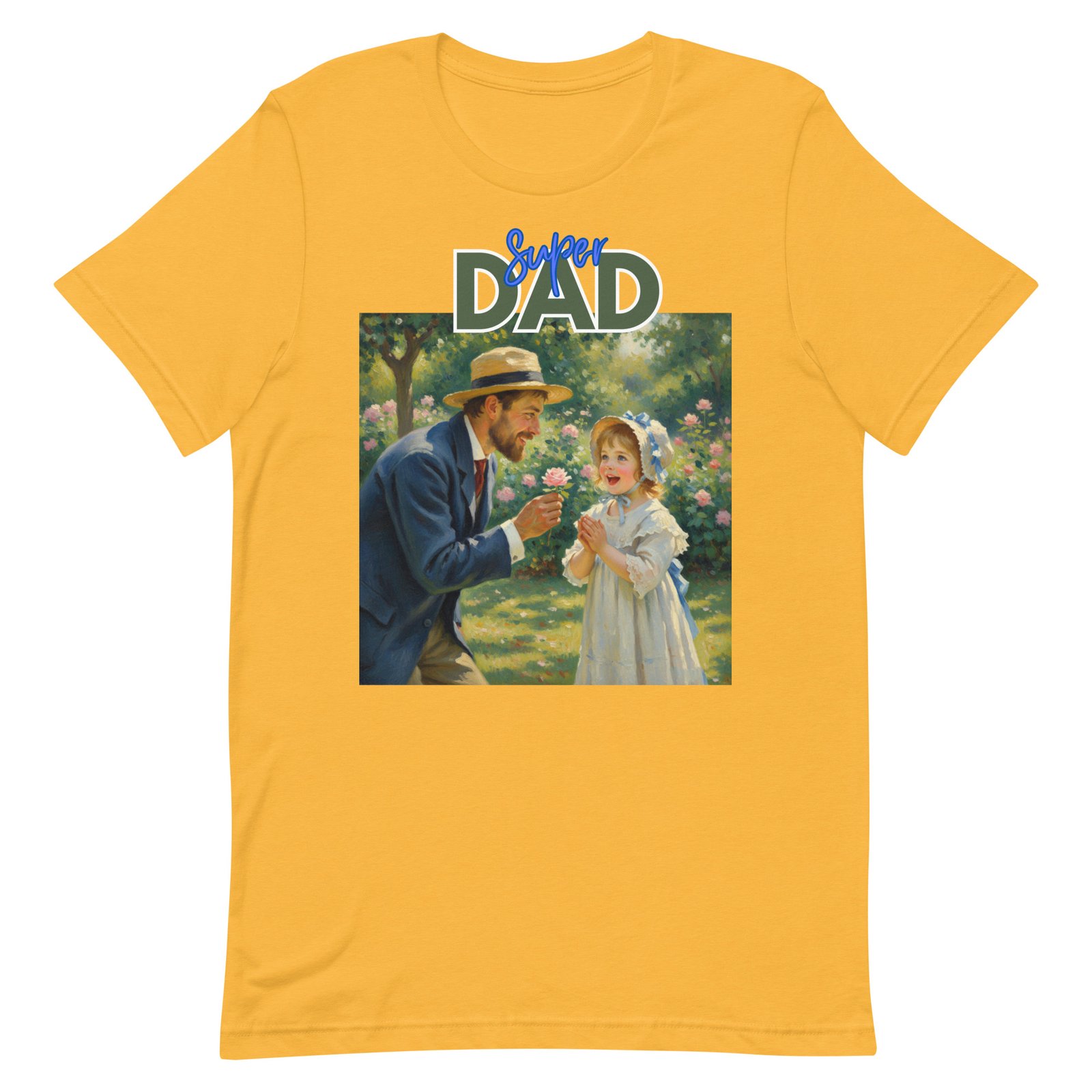 Super Dad- Picture of Father giving daughter a rose-Unisex t-shirt - Image 94