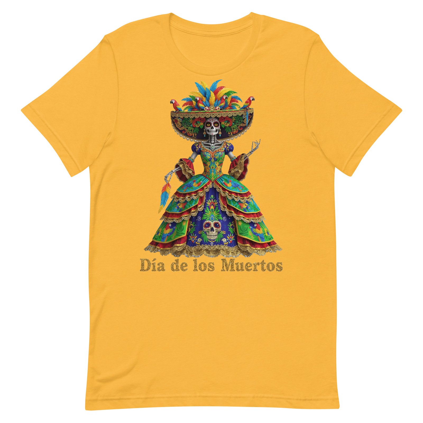 Dia de los Muertos Peacock theme Unisex t-shirt - Image 94