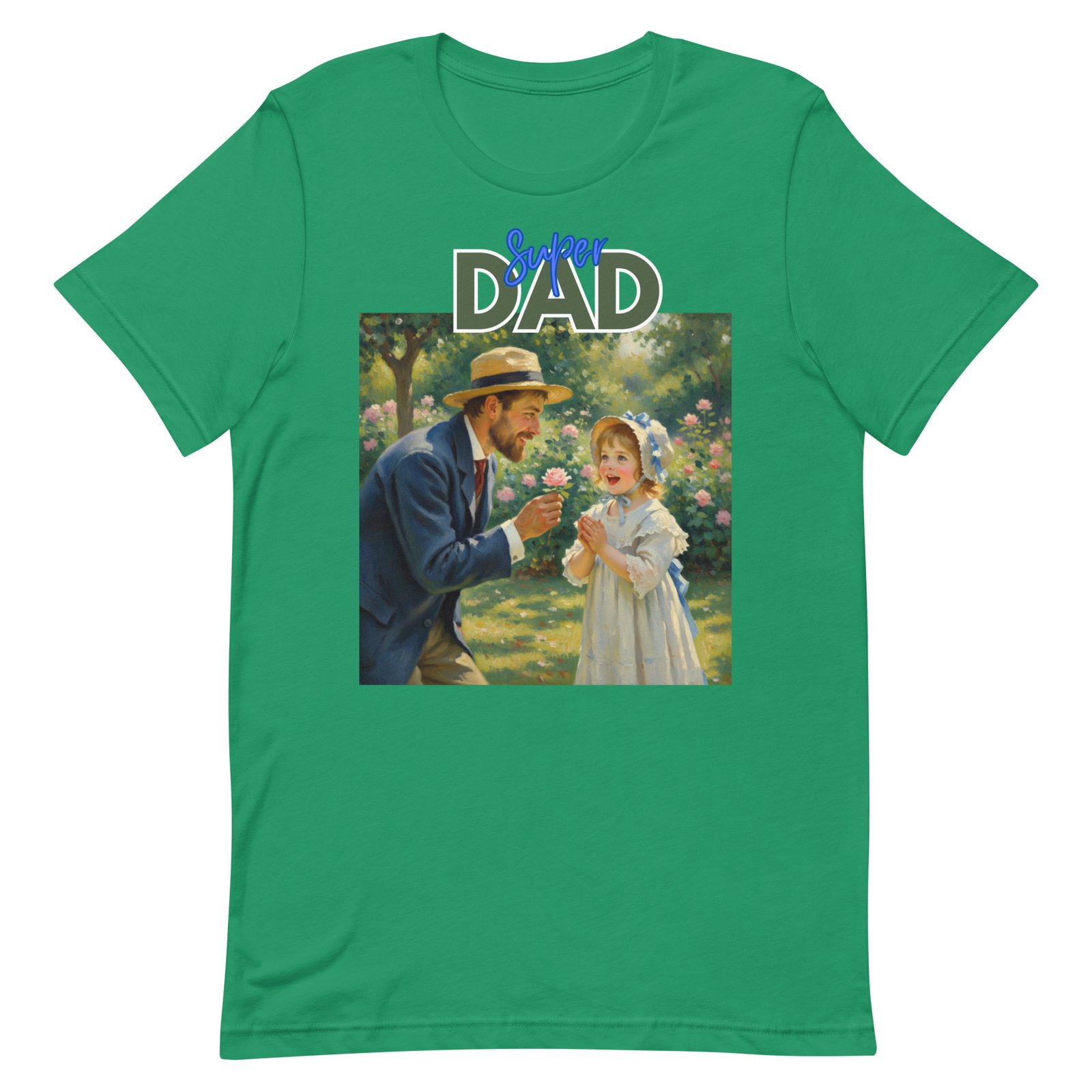 Super Dad- Picture of Father giving daughter a rose-Unisex t-shirt - Image 43