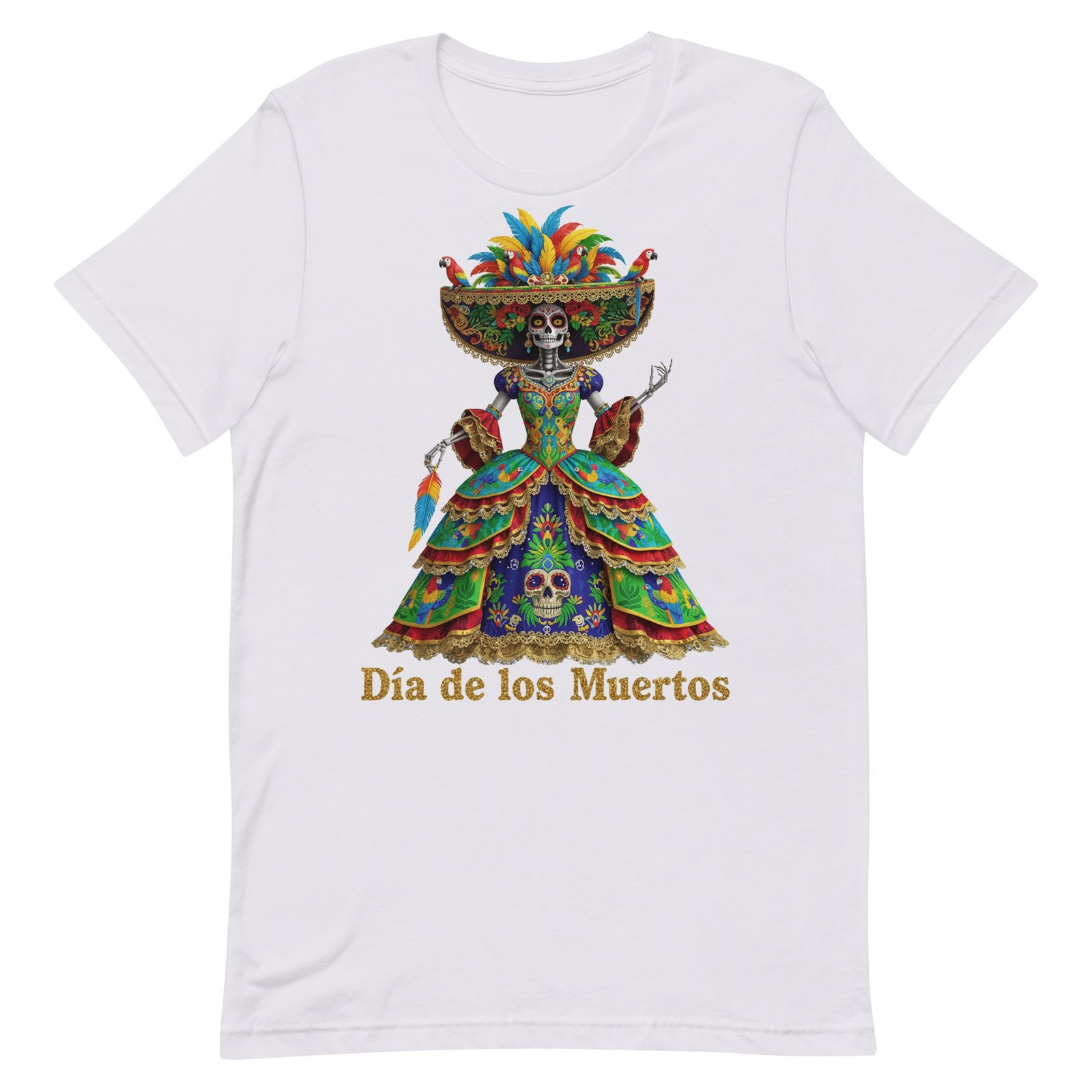 Dia de los Muertos Peacock theme Unisex t-shirt - Image 44