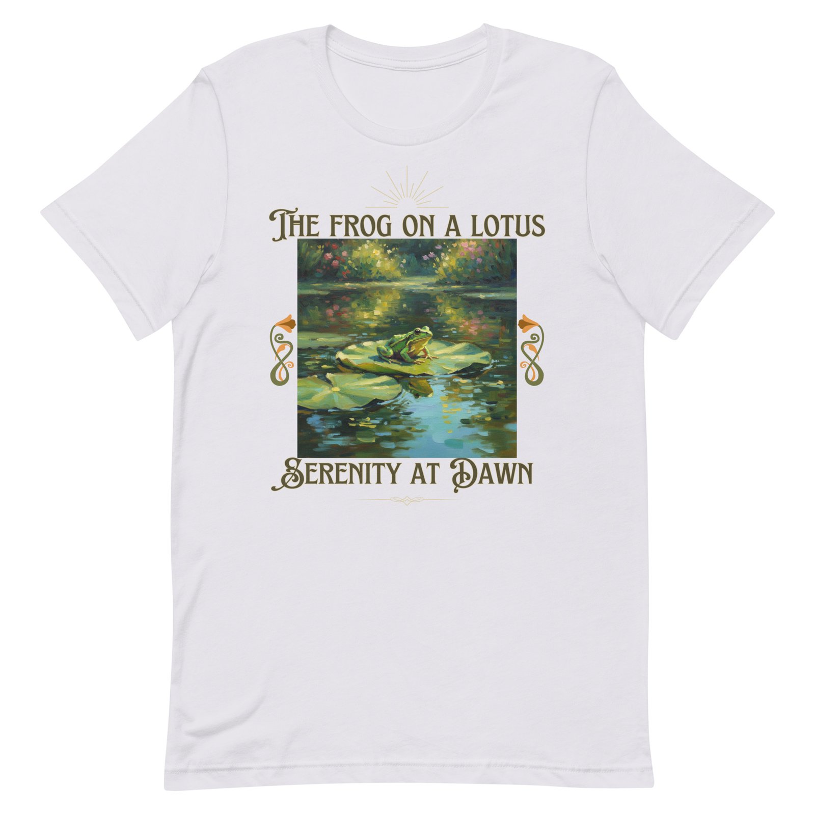 The Frog on a Lotus-Serenity at Dawn-Unisex t-shirt - Image 44