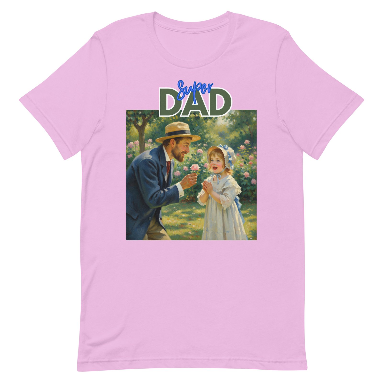 Super Dad- Picture of Father giving daughter a rose-Unisex t-shirt - Image 47