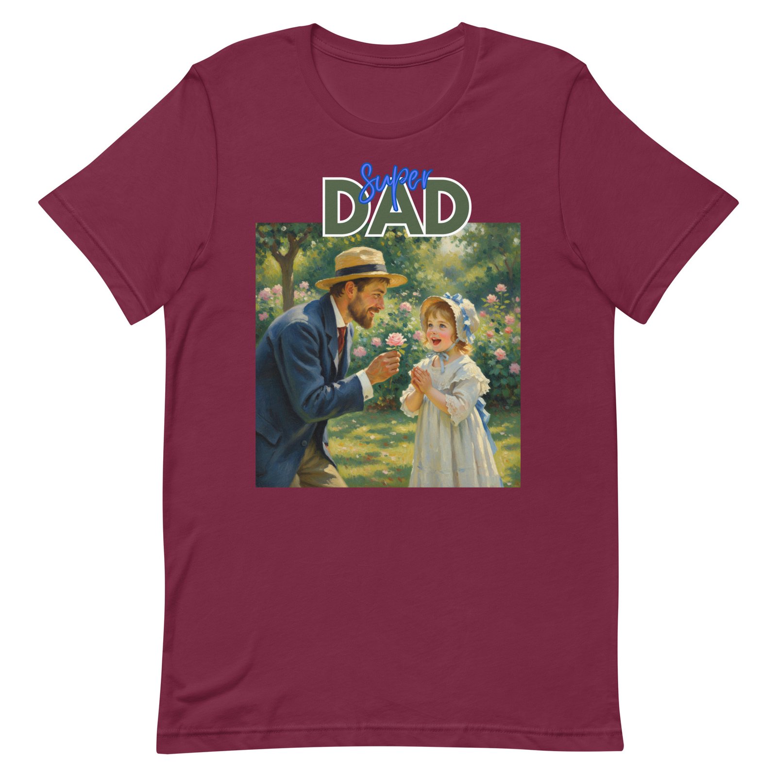 Super Dad- Picture of Father giving daughter a rose-Unisex t-shirt - Image 48