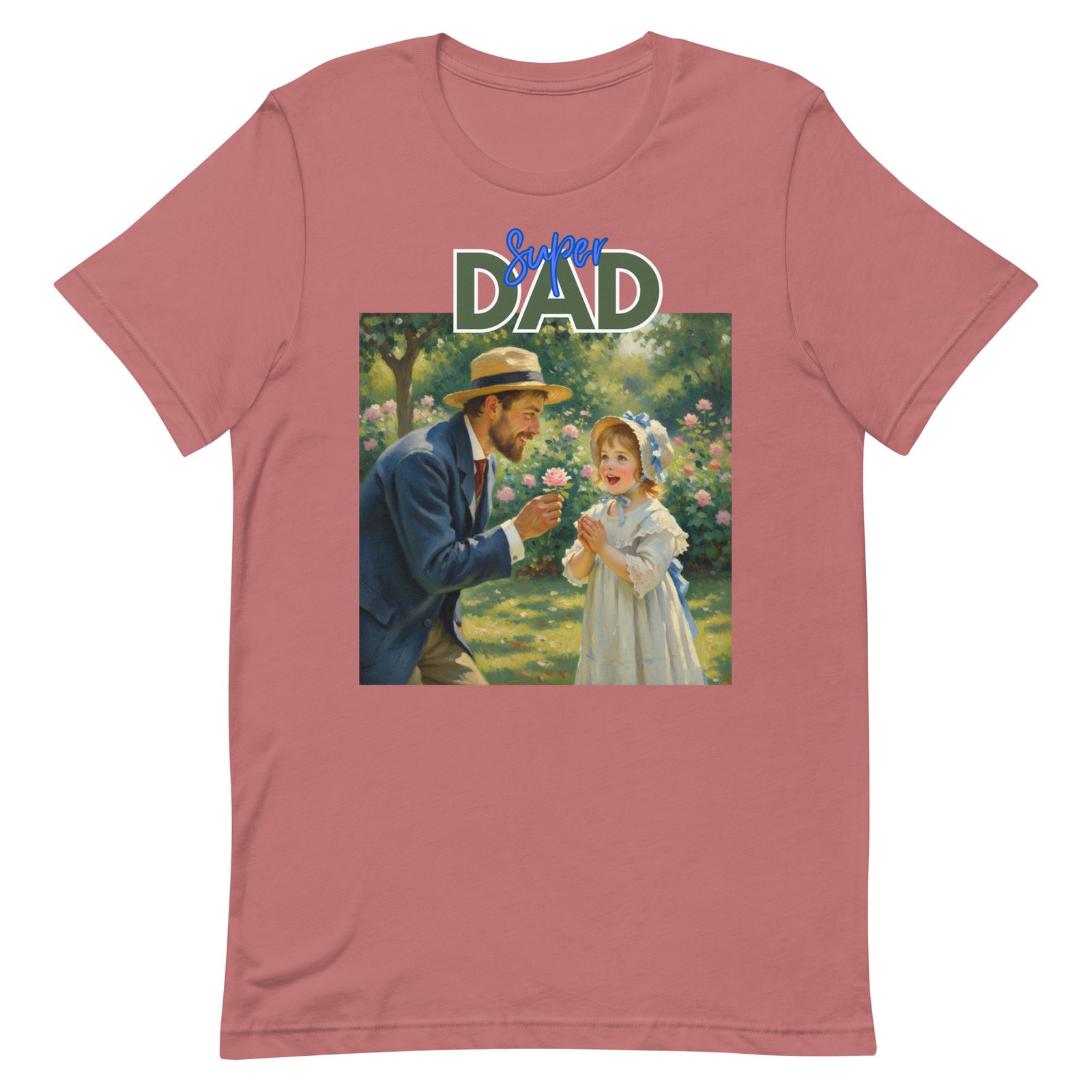 Super Dad- Picture of Father giving daughter a rose-Unisex t-shirt - Image 49