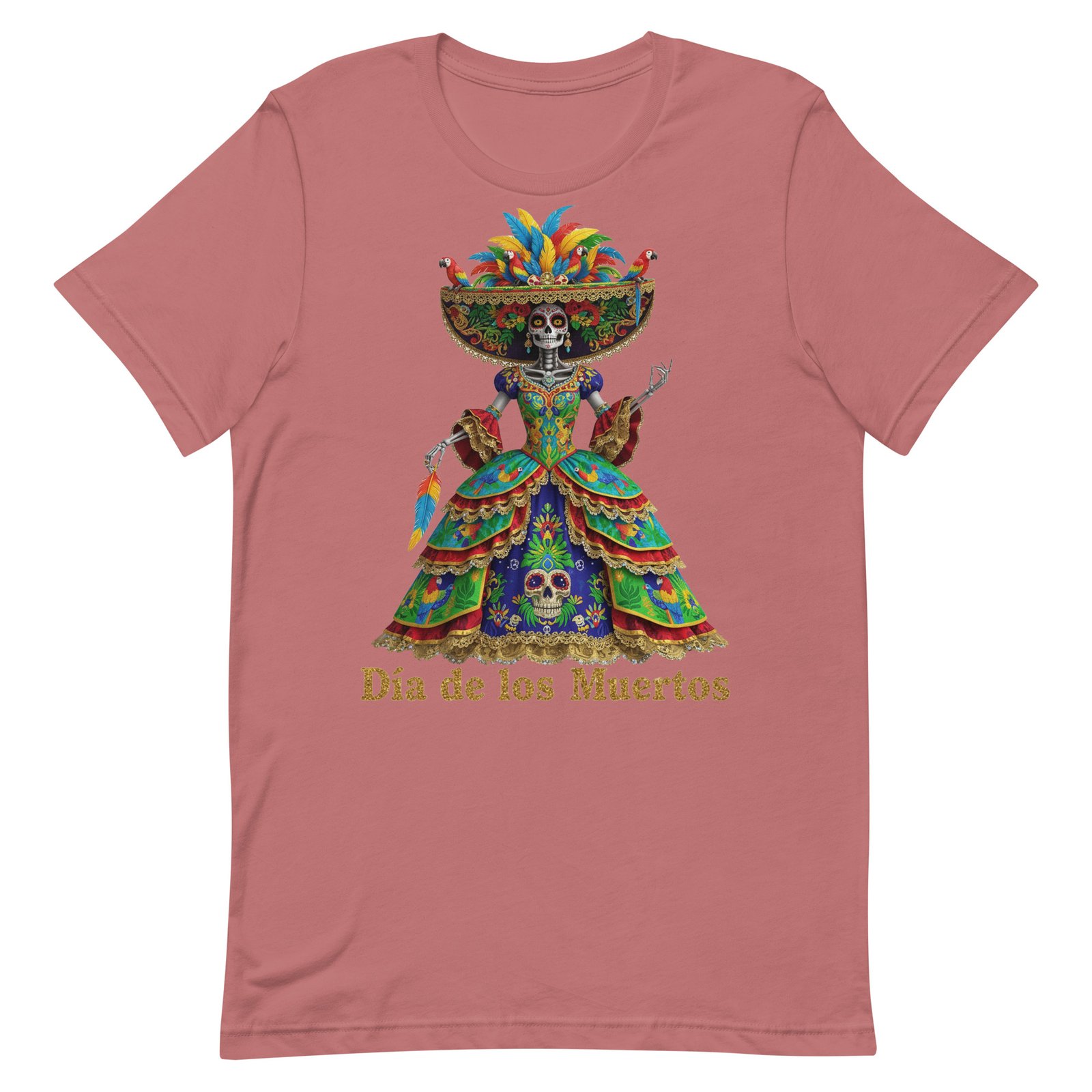 Dia de los Muertos Peacock theme Unisex t-shirt - Image 49
