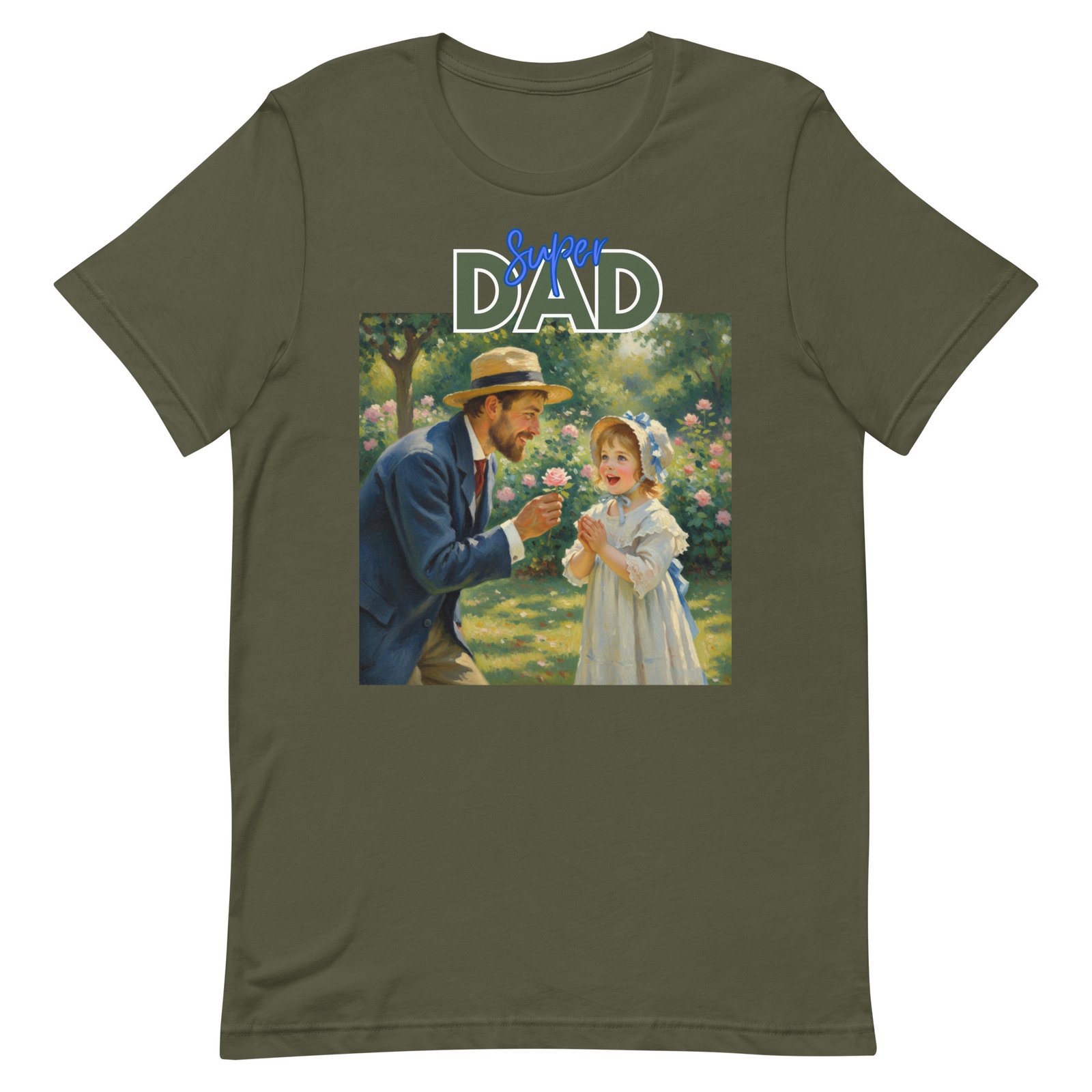 Super Dad- Picture of Father giving daughter a rose-Unisex t-shirt - Image 50