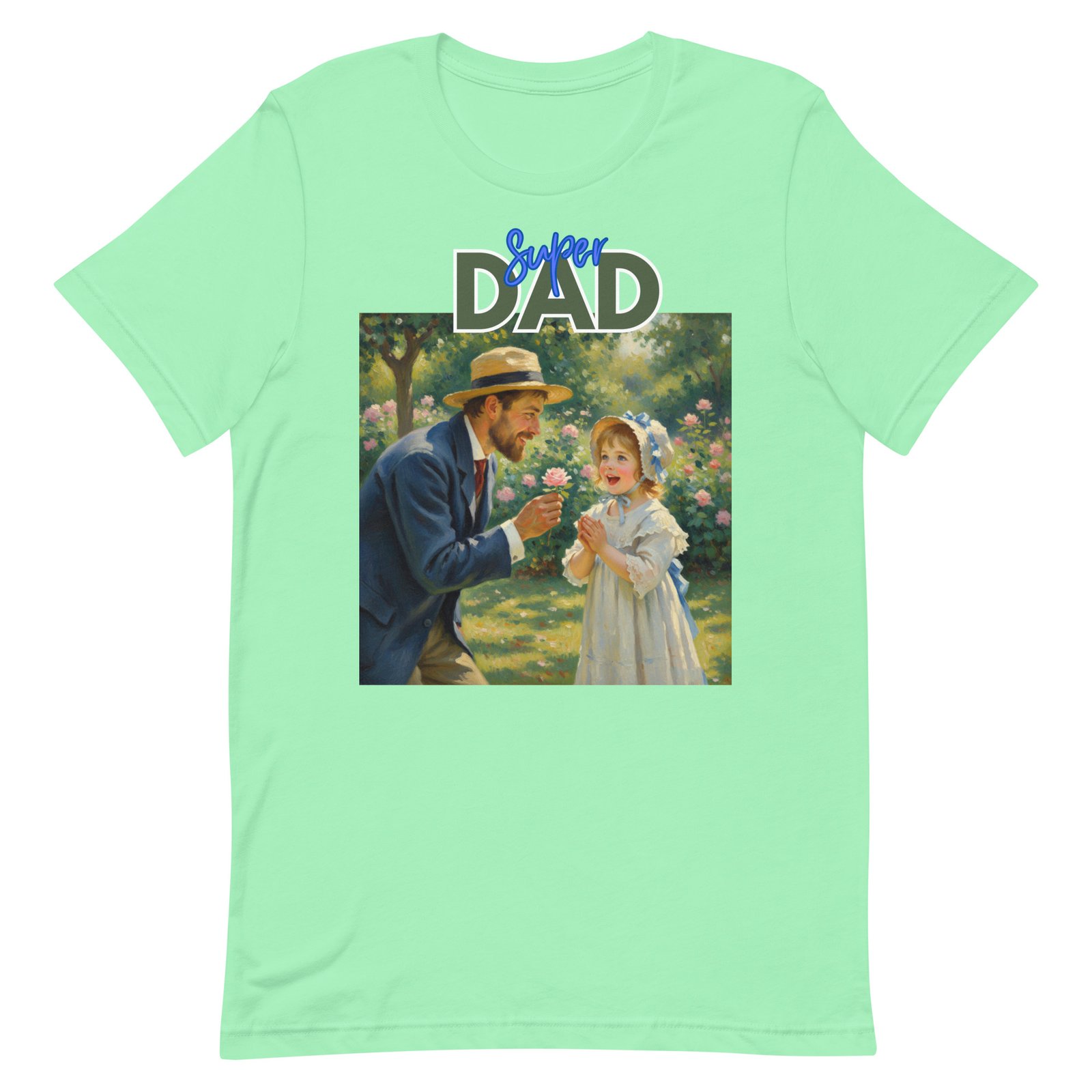 Super Dad- Picture of Father giving daughter a rose-Unisex t-shirt - Image 88