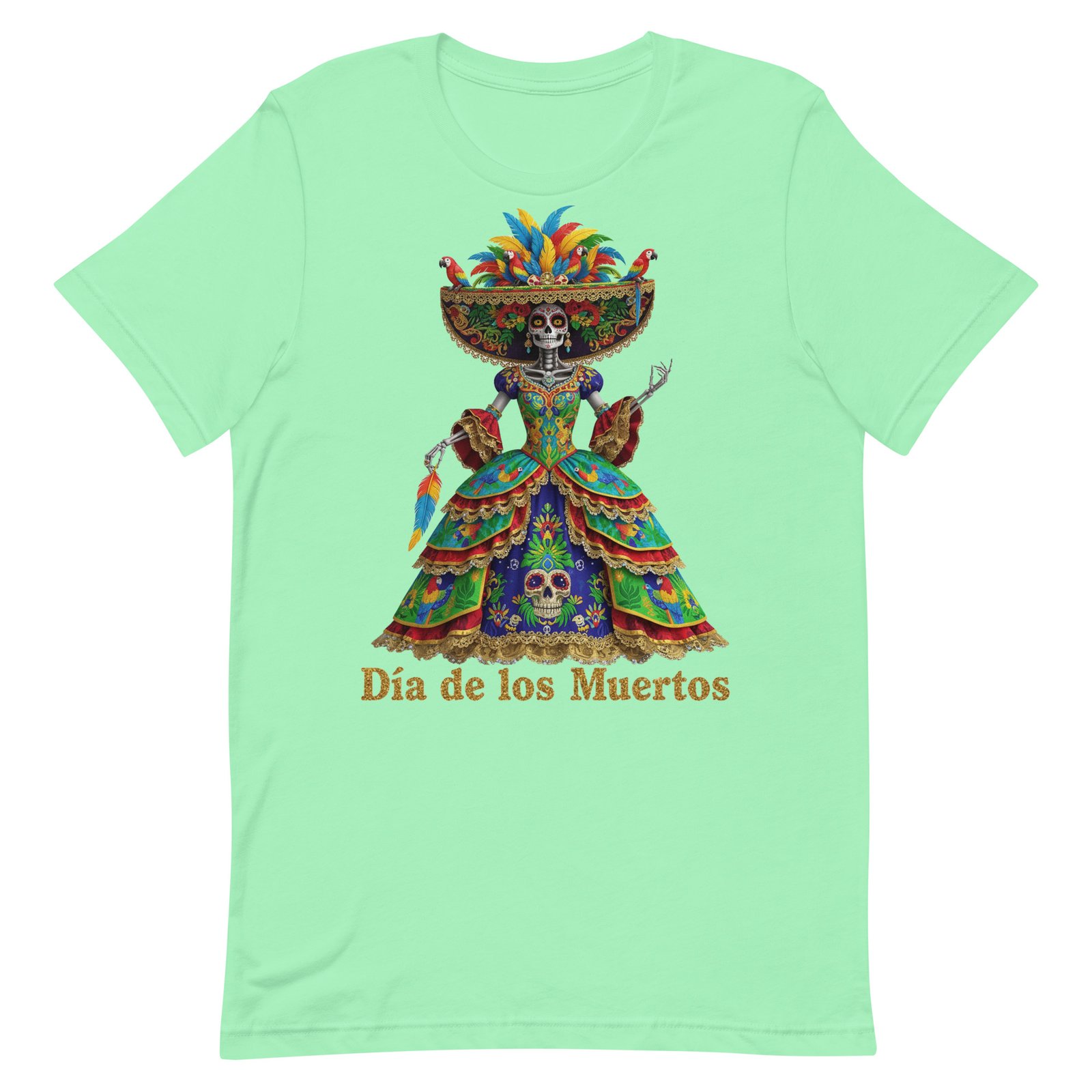 Dia de los Muertos Peacock theme Unisex t-shirt - Image 88