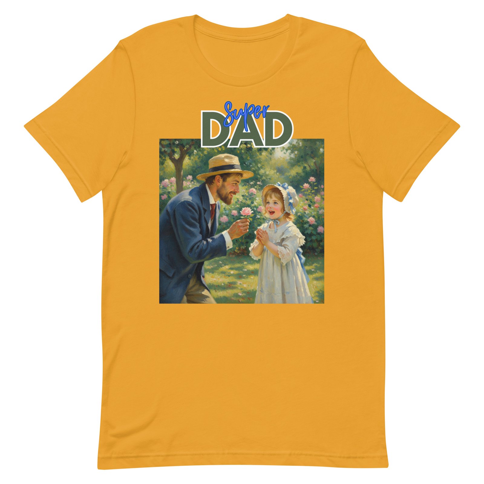 Super Dad- Picture of Father giving daughter a rose-Unisex t-shirt - Image 51