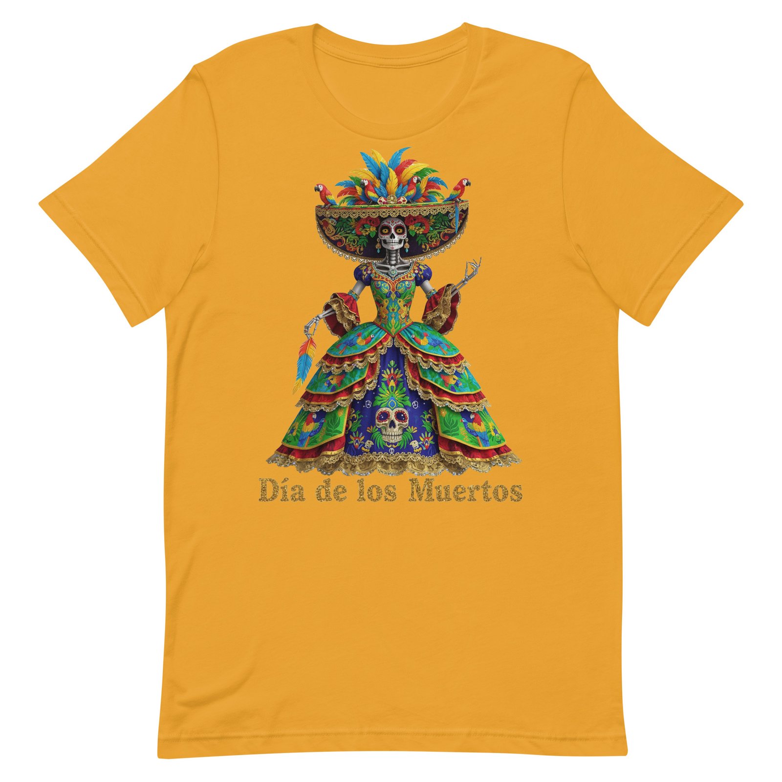 Dia de los Muertos Peacock theme Unisex t-shirt - Image 51