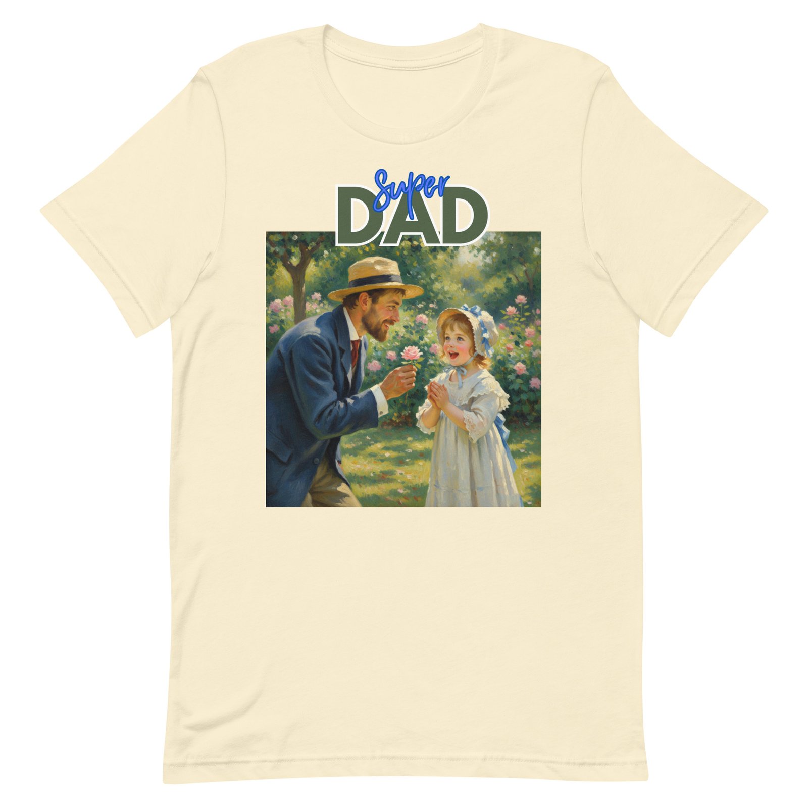 Super Dad- Picture of Father giving daughter a rose-Unisex t-shirt - Image 52