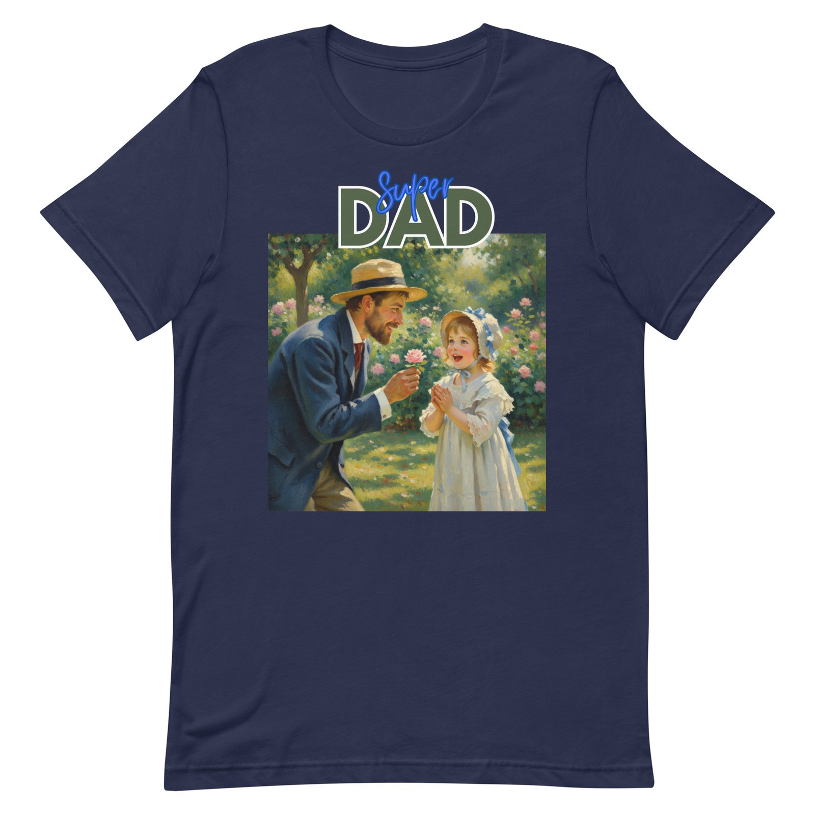 Super Dad- Picture of Father giving daughter a rose-Unisex t-shirt - Image 53