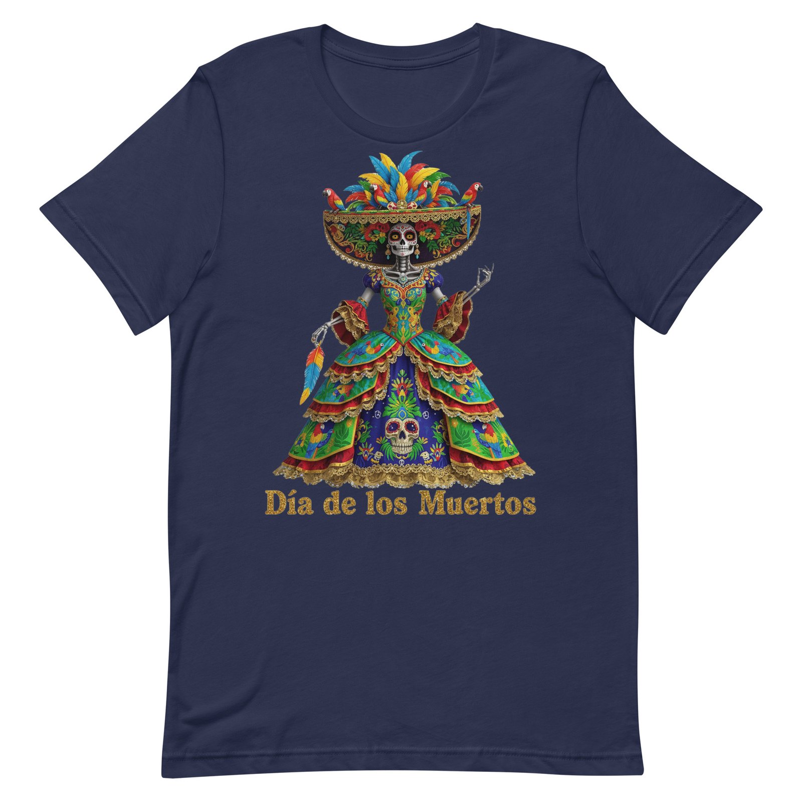 Dia de los Muertos Peacock theme Unisex t-shirt - Image 53