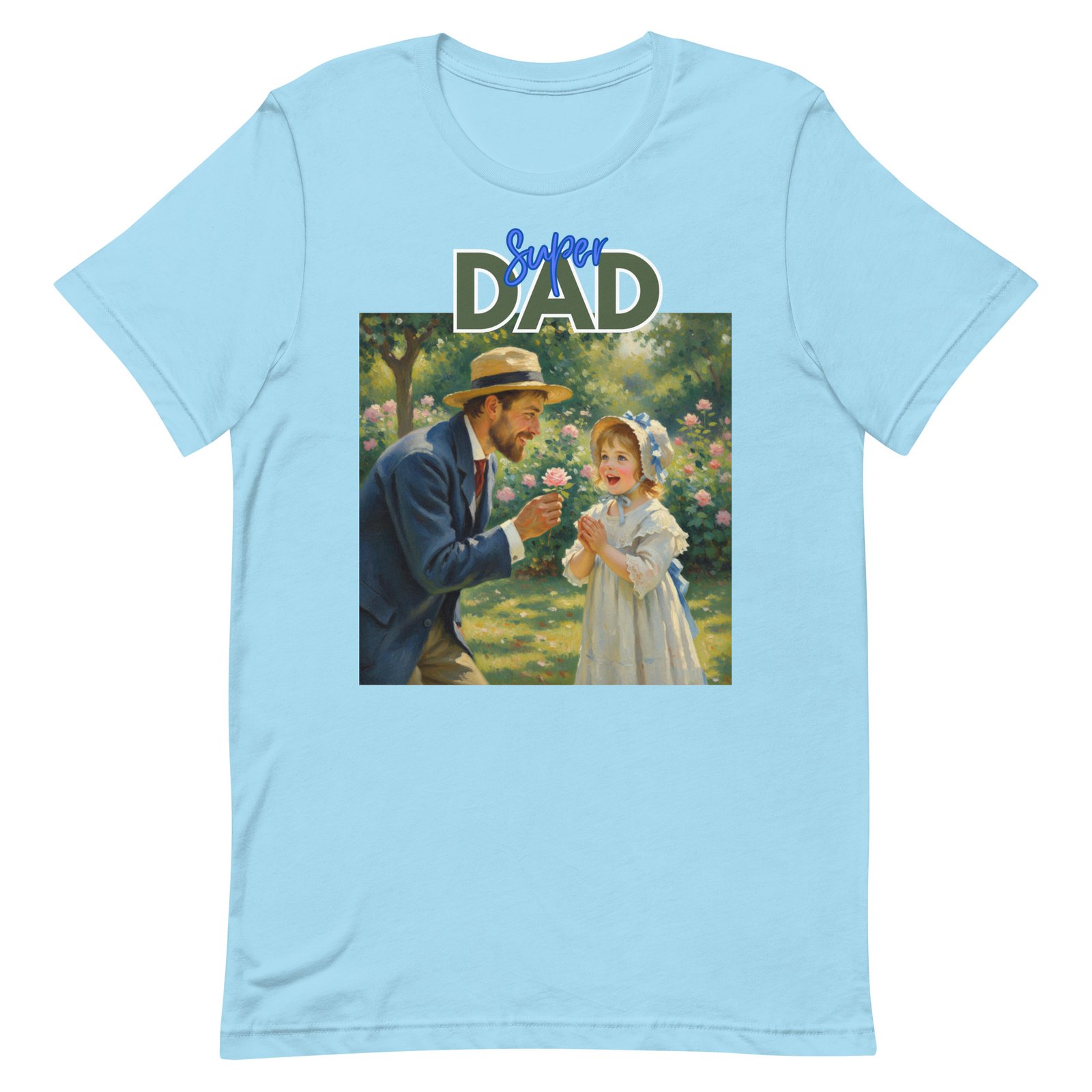 Super Dad- Picture of Father giving daughter a rose-Unisex t-shirt - Image 54