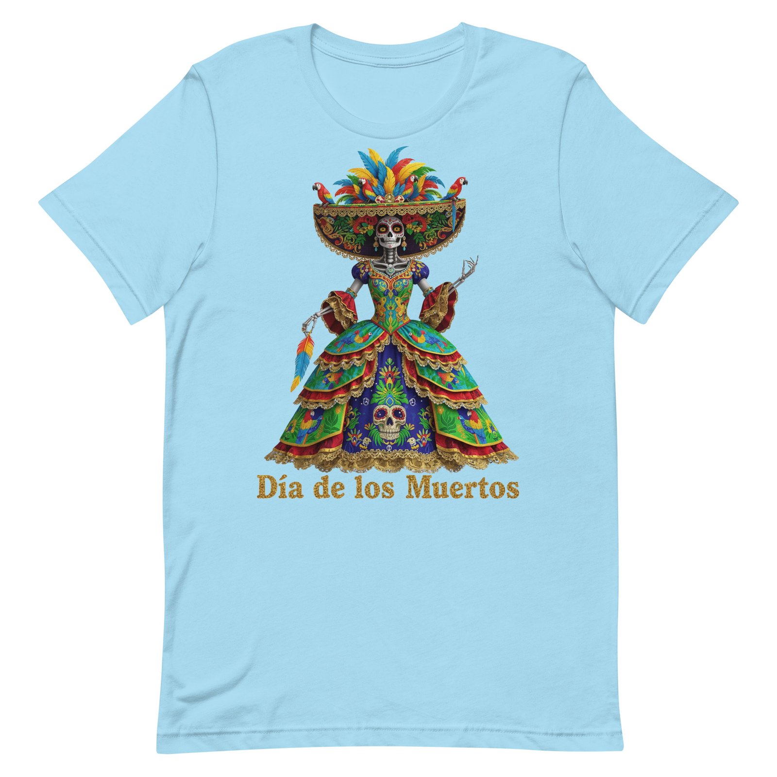 Dia de los Muertos Peacock theme Unisex t-shirt - Image 54