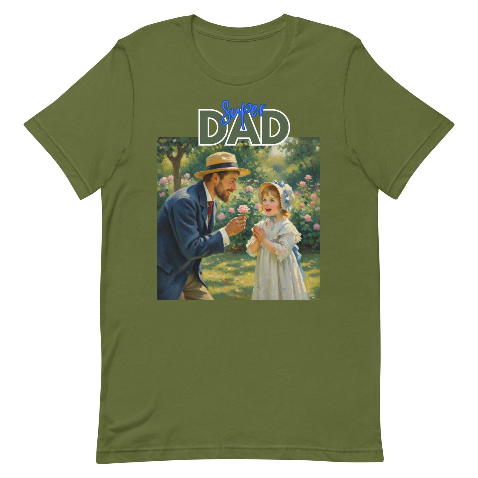 Super Dad- Picture of Father giving daughter a rose-Unisex t-shirt - Image 55
