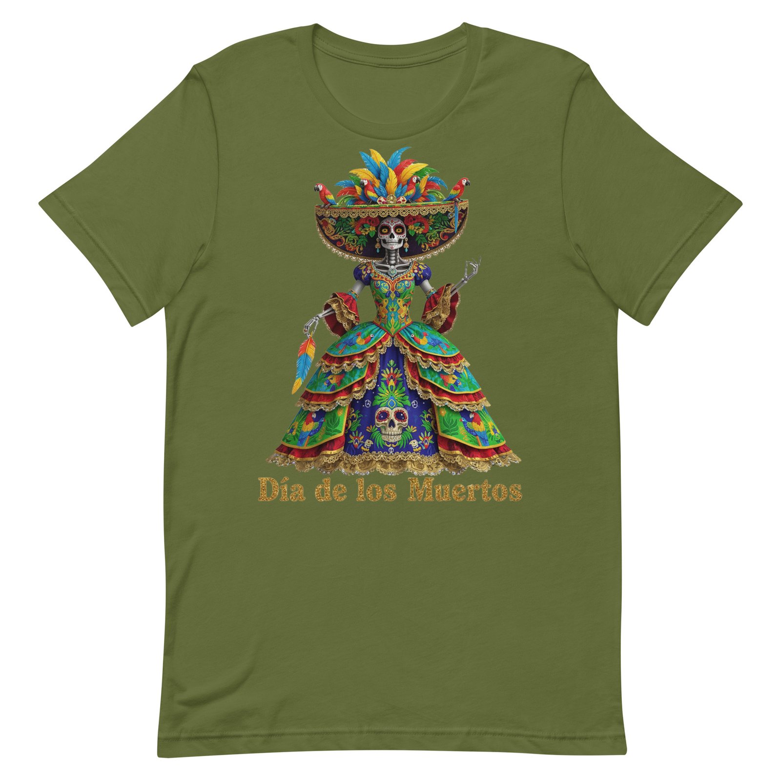 Dia de los Muertos Peacock theme Unisex t-shirt - Image 55